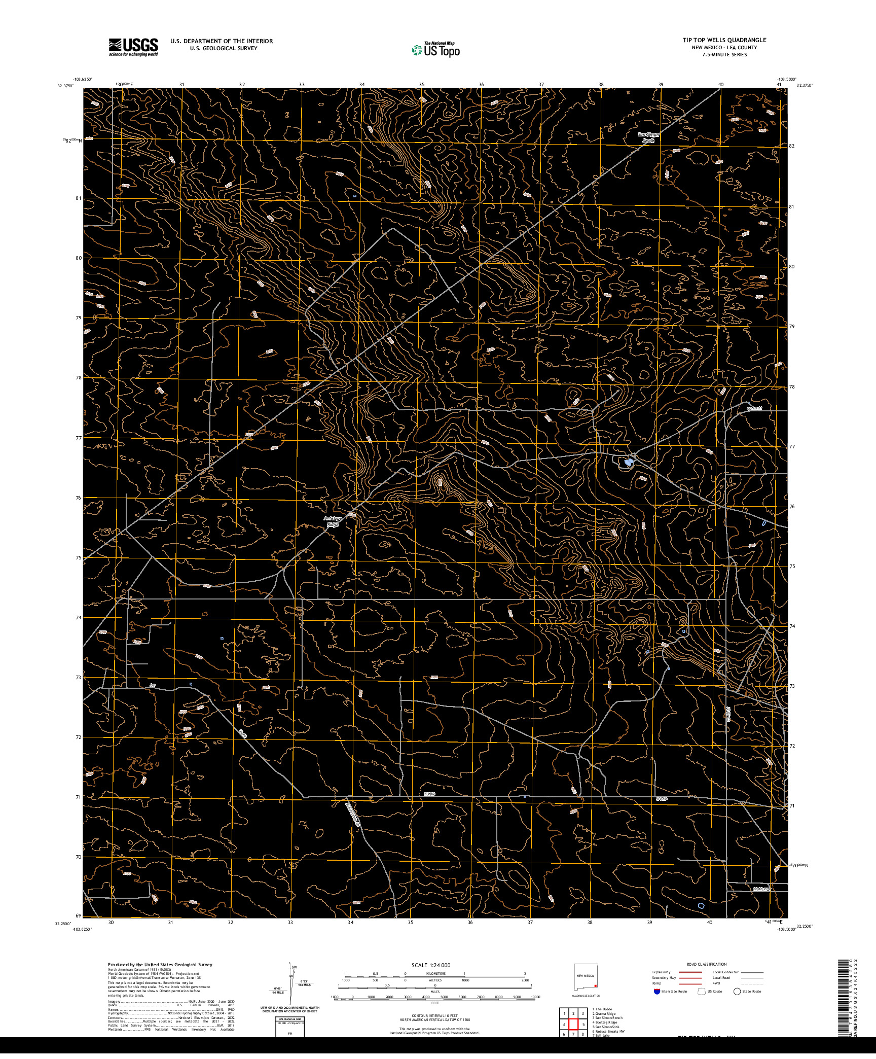 US TOPO 7.5-MINUTE MAP FOR TIP TOP WELLS, NM