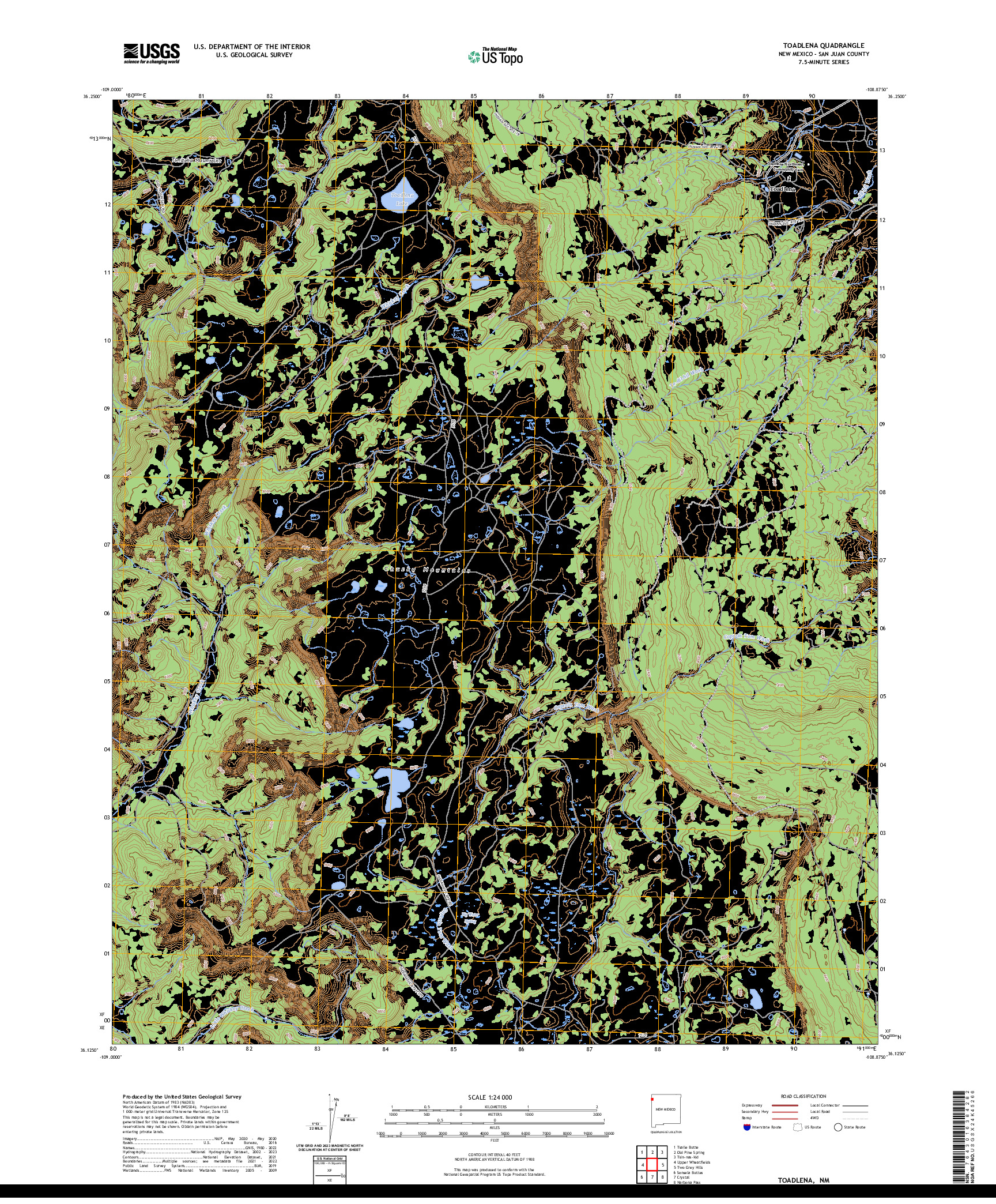 US TOPO 7.5-MINUTE MAP FOR TOADLENA, NM