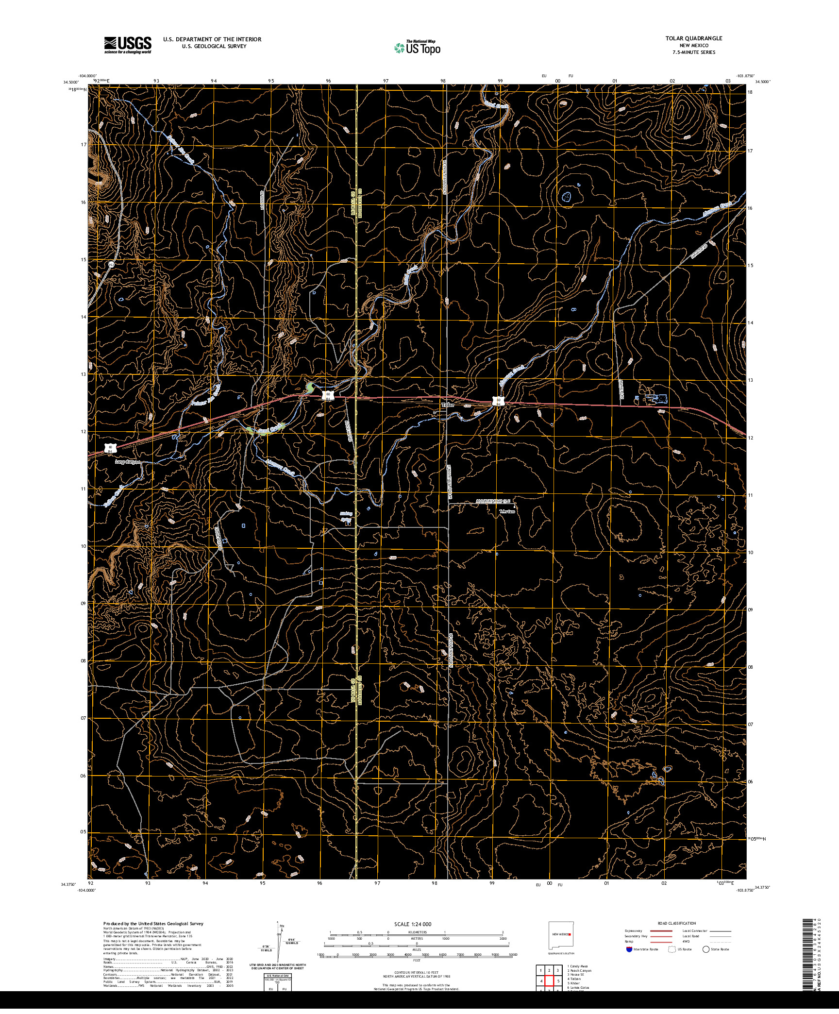 US TOPO 7.5-MINUTE MAP FOR TOLAR, NM