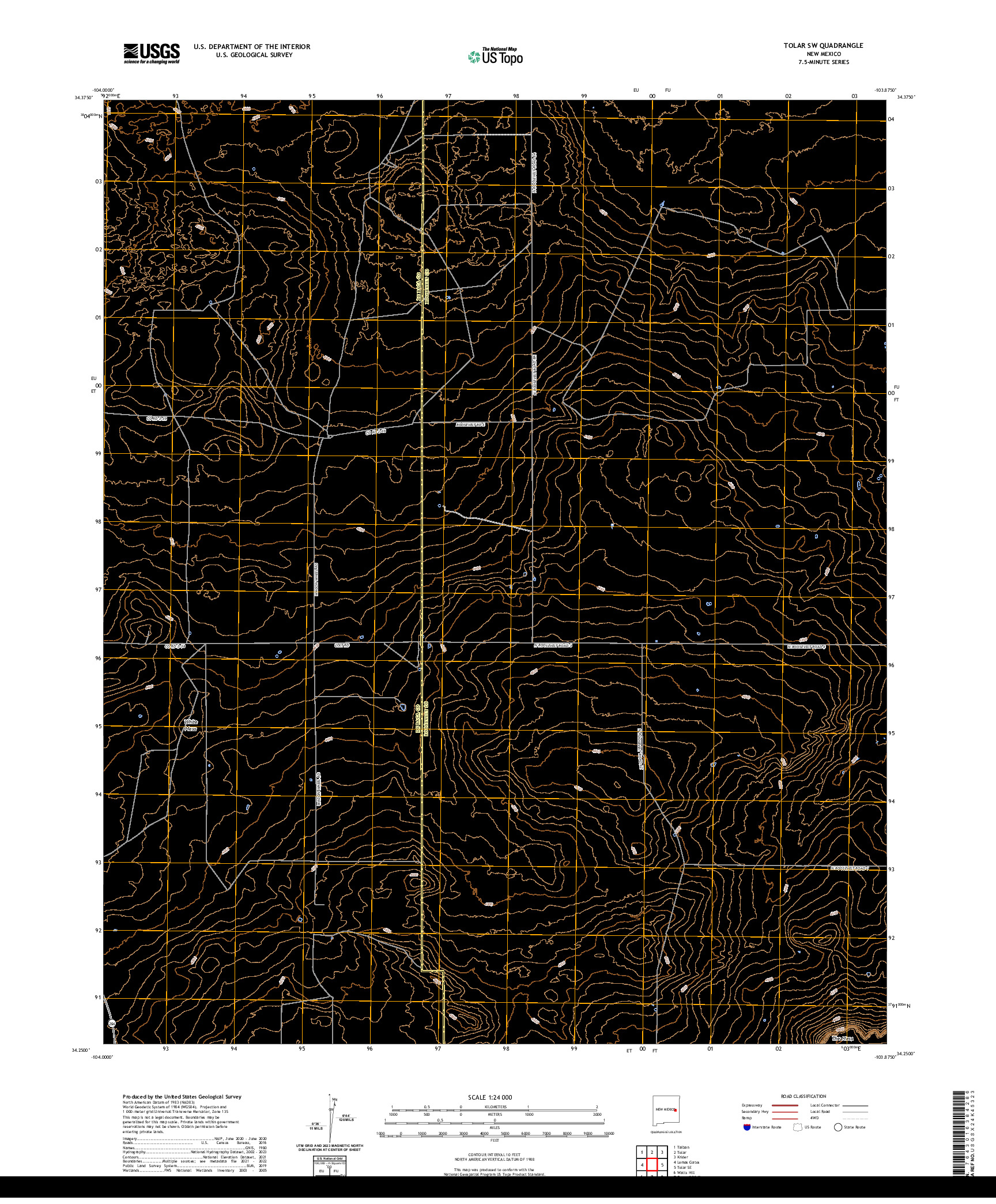 US TOPO 7.5-MINUTE MAP FOR TOLAR SW, NM