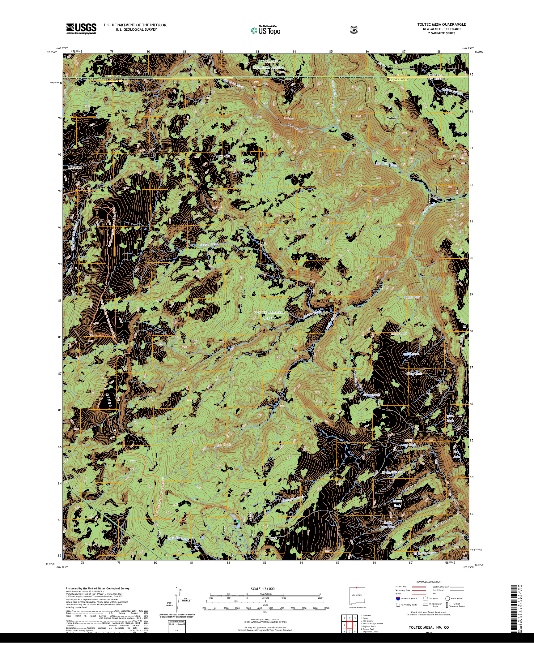 US TOPO 7.5-MINUTE MAP FOR TOLTEC MESA, NM,CO