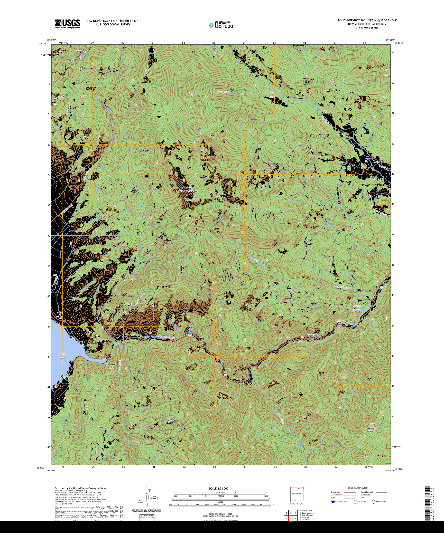 US TOPO 7.5-MINUTE MAP FOR TOUCH-ME-NOT MOUNTAIN, NM