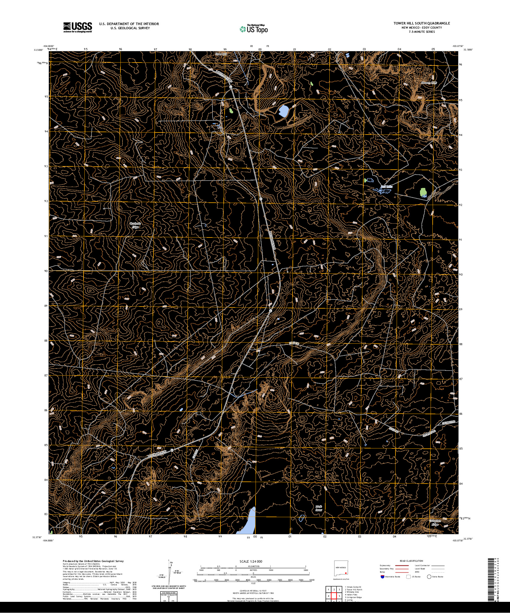 US TOPO 7.5-MINUTE MAP FOR TOWER HILL SOUTH, NM