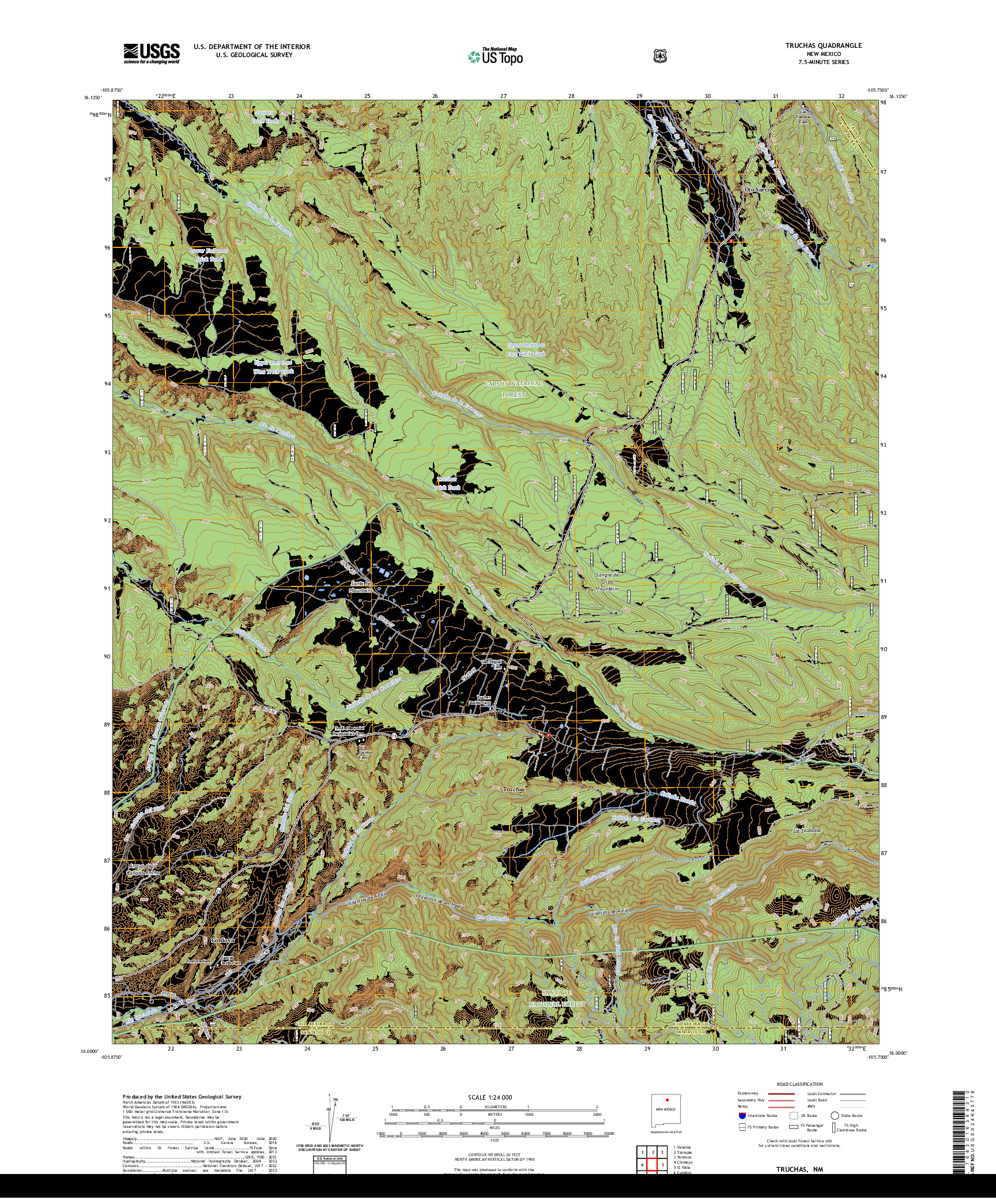 US TOPO 7.5-MINUTE MAP FOR TRUCHAS, NM