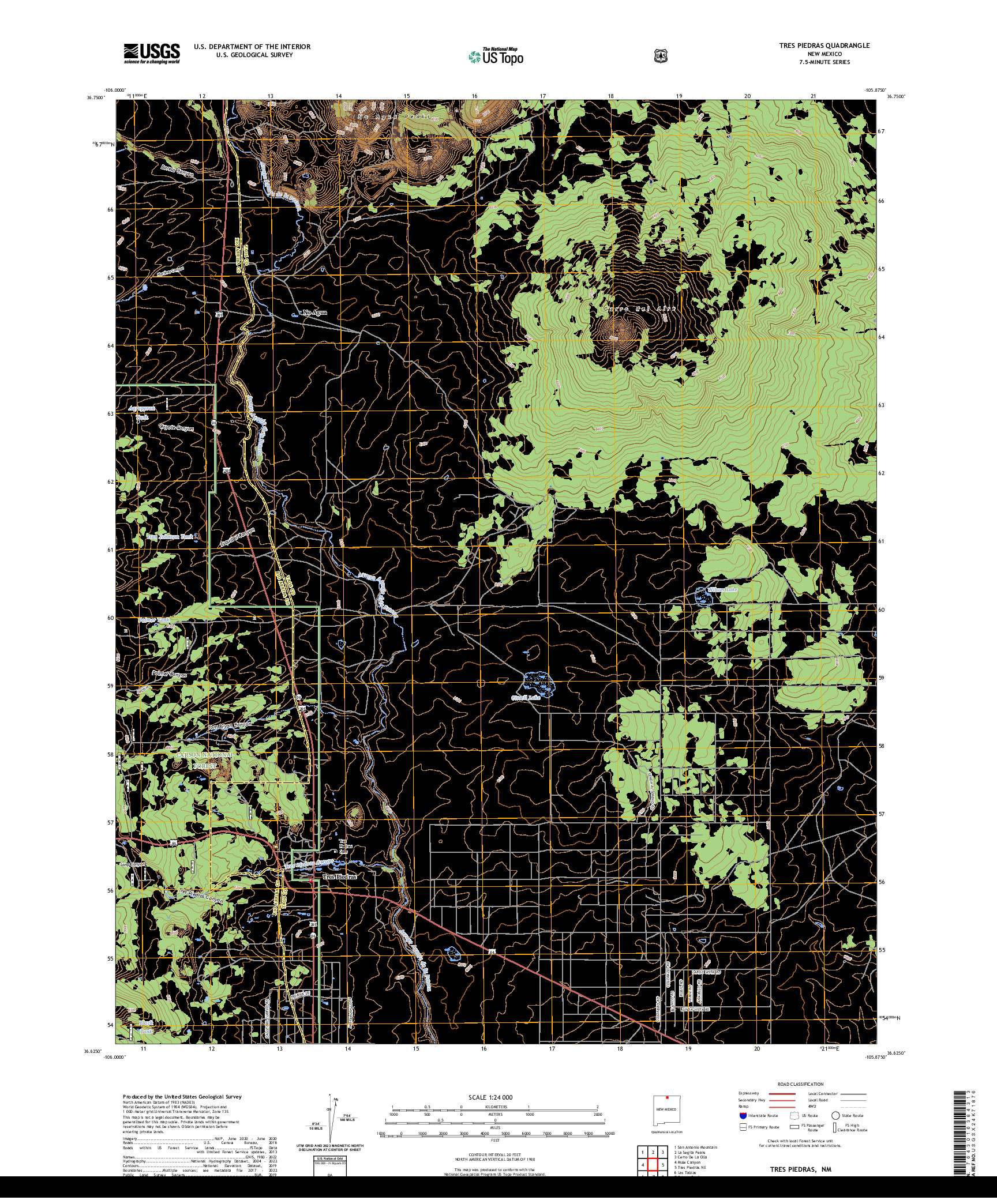 US TOPO 7.5-MINUTE MAP FOR TRES PIEDRAS, NM