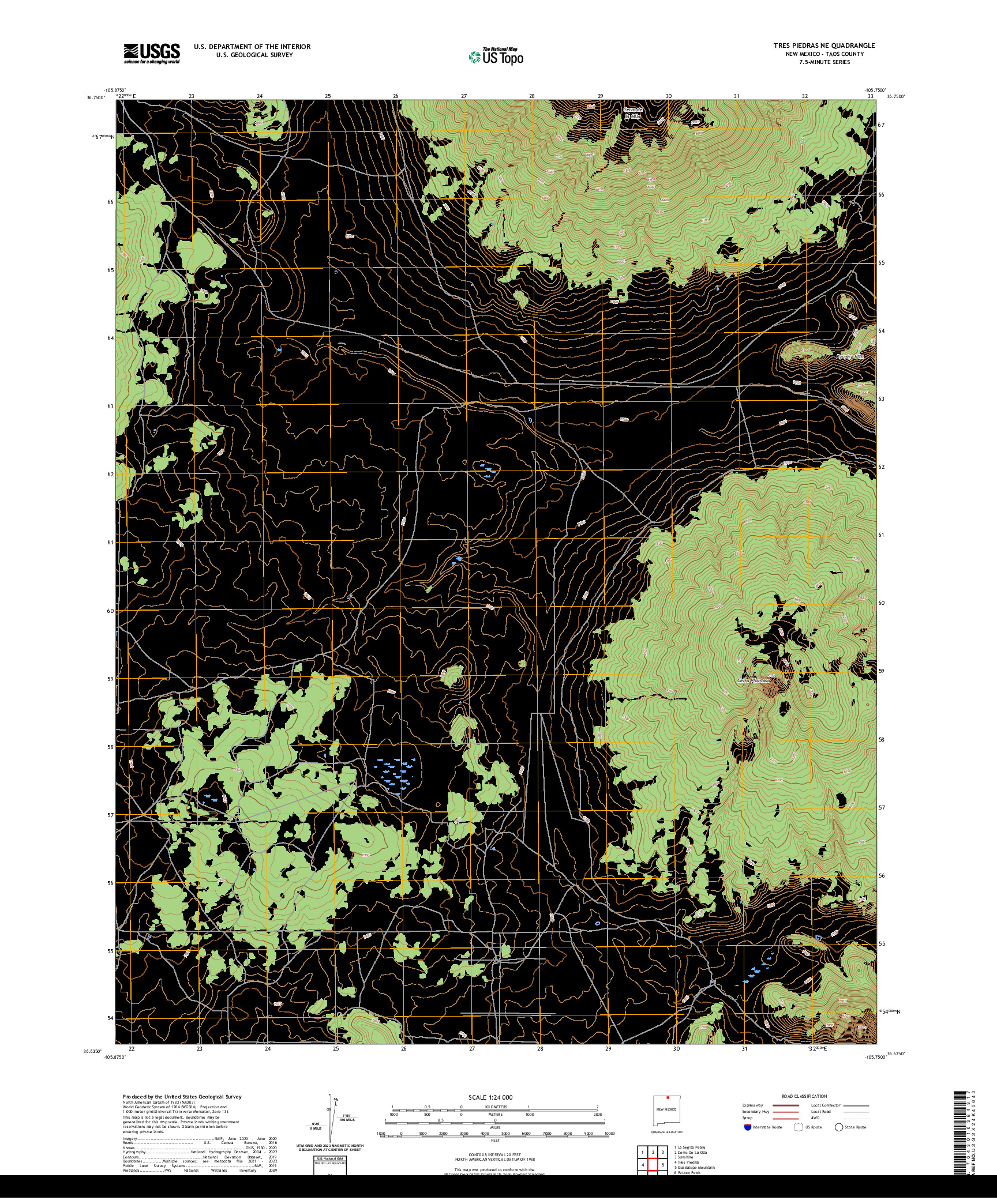 US TOPO 7.5-MINUTE MAP FOR TRES PIEDRAS NE, NM