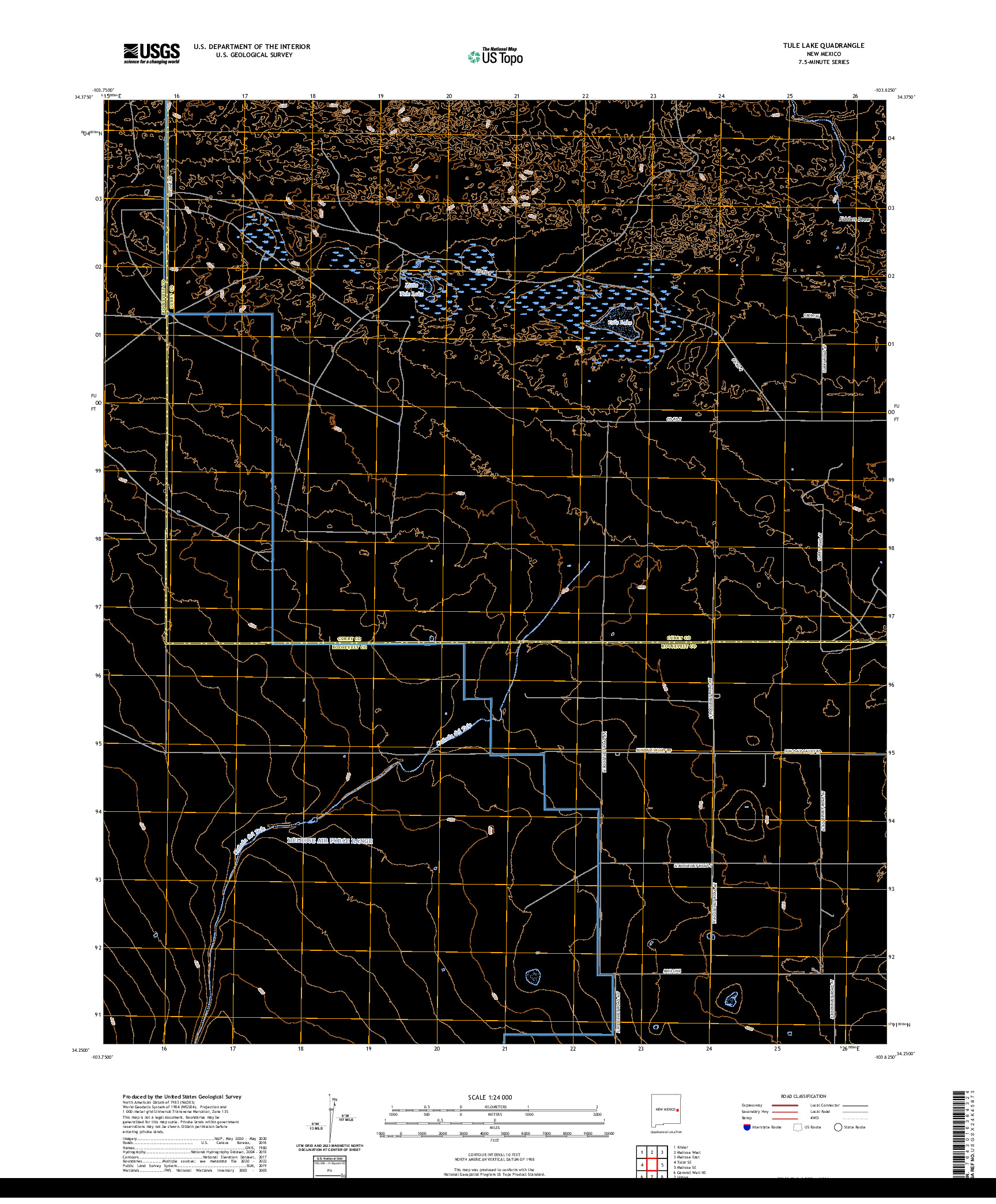 US TOPO 7.5-MINUTE MAP FOR TULE LAKE, NM