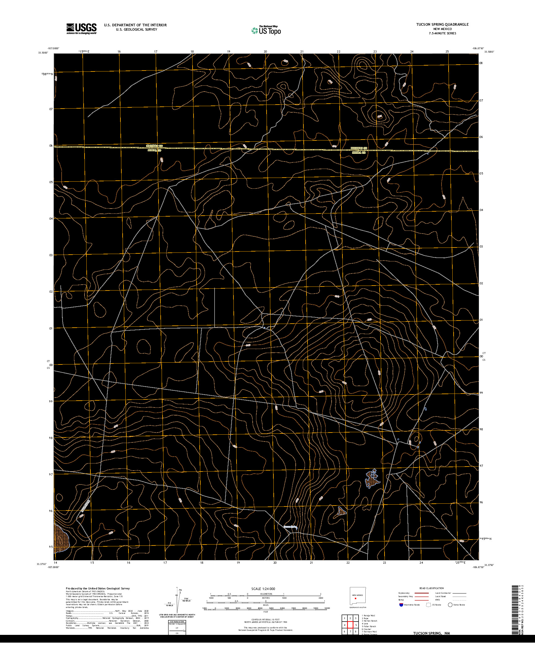 US TOPO 7.5-MINUTE MAP FOR TUCSON SPRING, NM