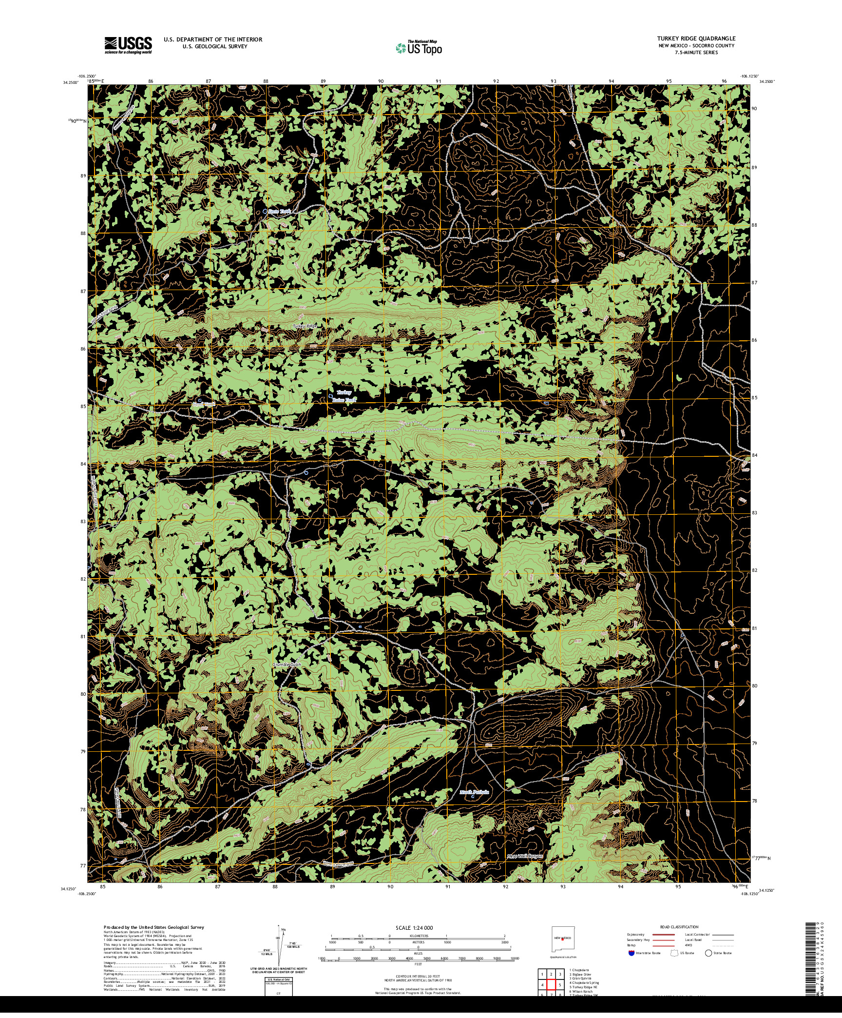 US TOPO 7.5-MINUTE MAP FOR TURKEY RIDGE, NM