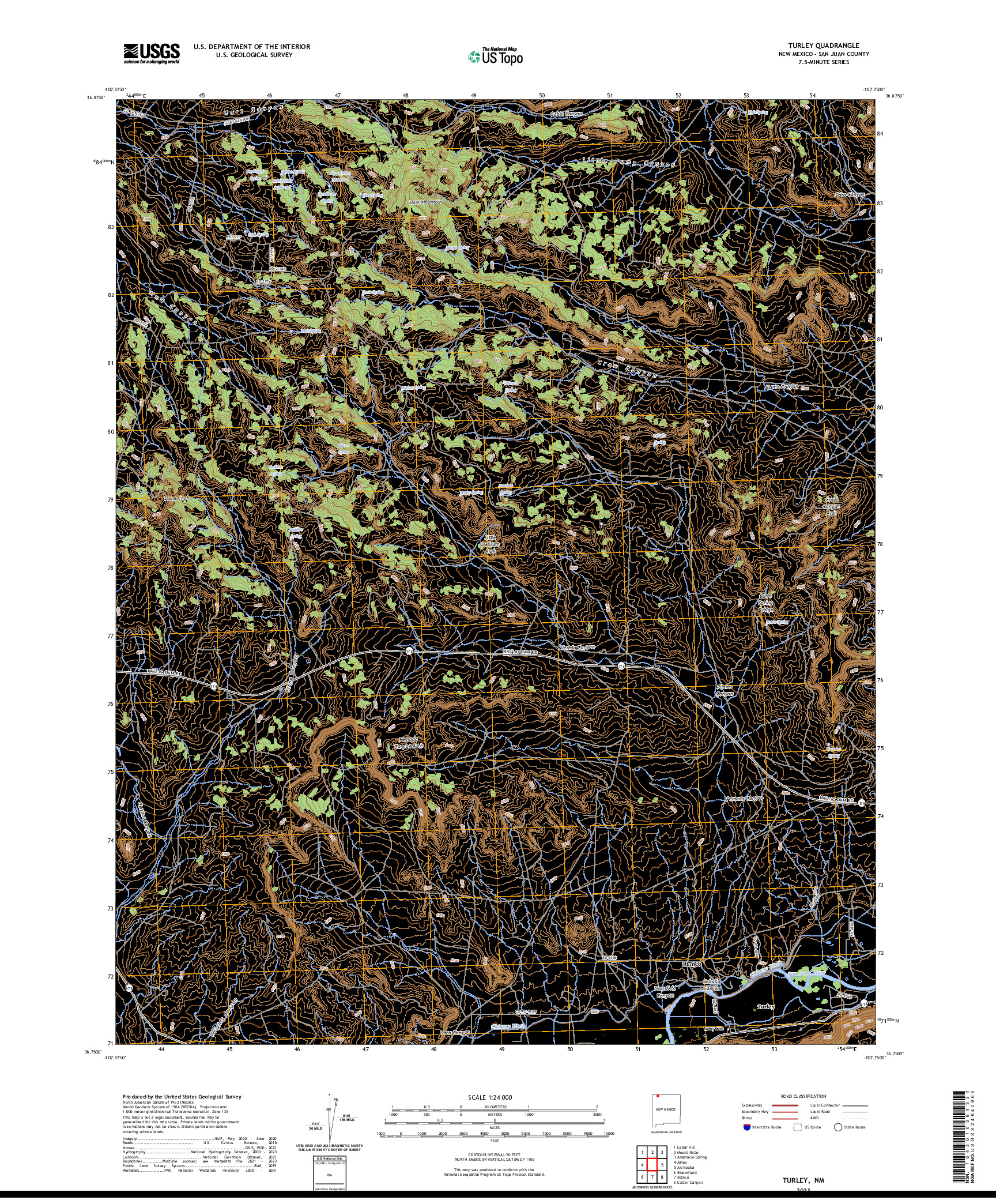 US TOPO 7.5-MINUTE MAP FOR TURLEY, NM