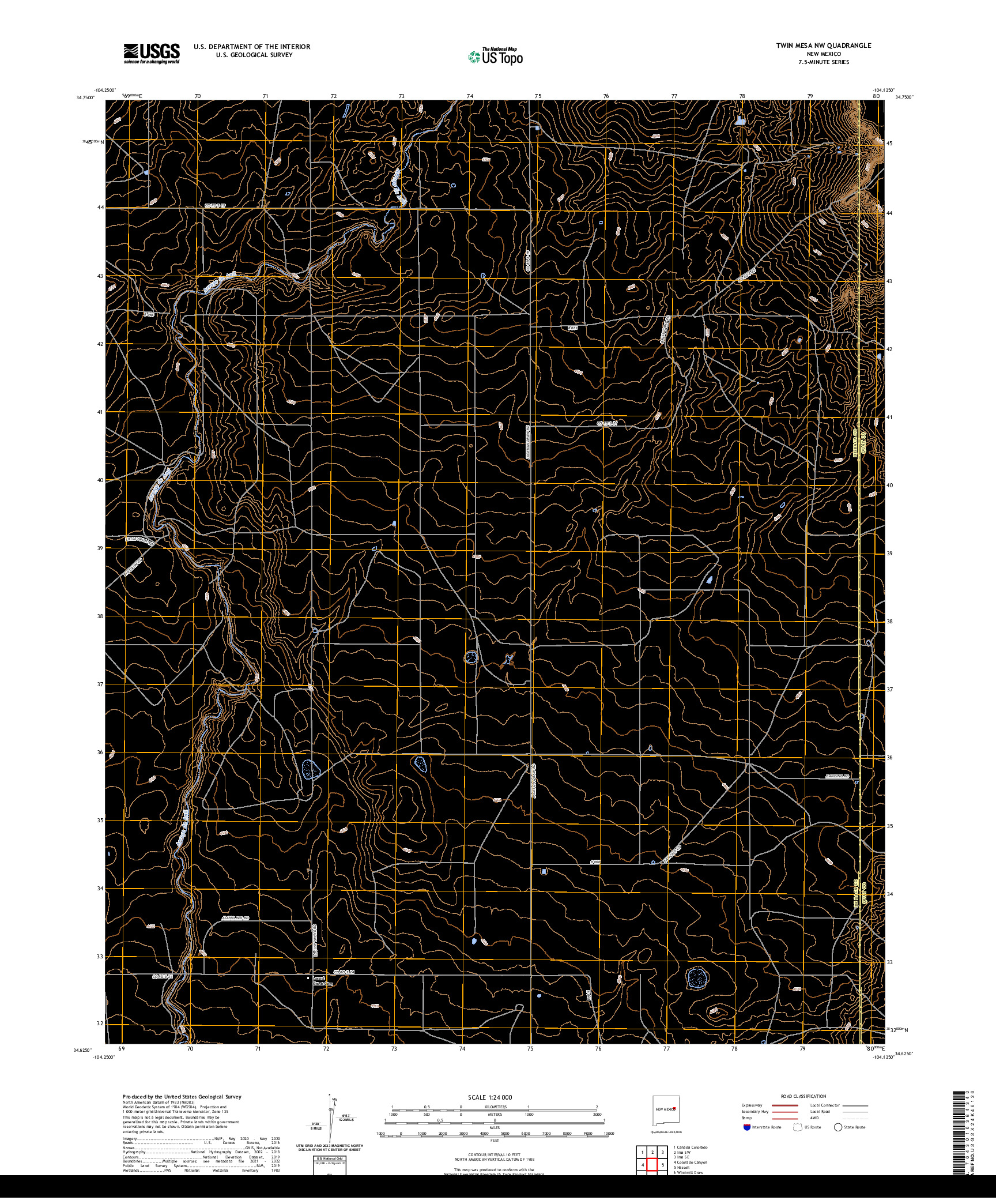 US TOPO 7.5-MINUTE MAP FOR TWIN MESA NW, NM