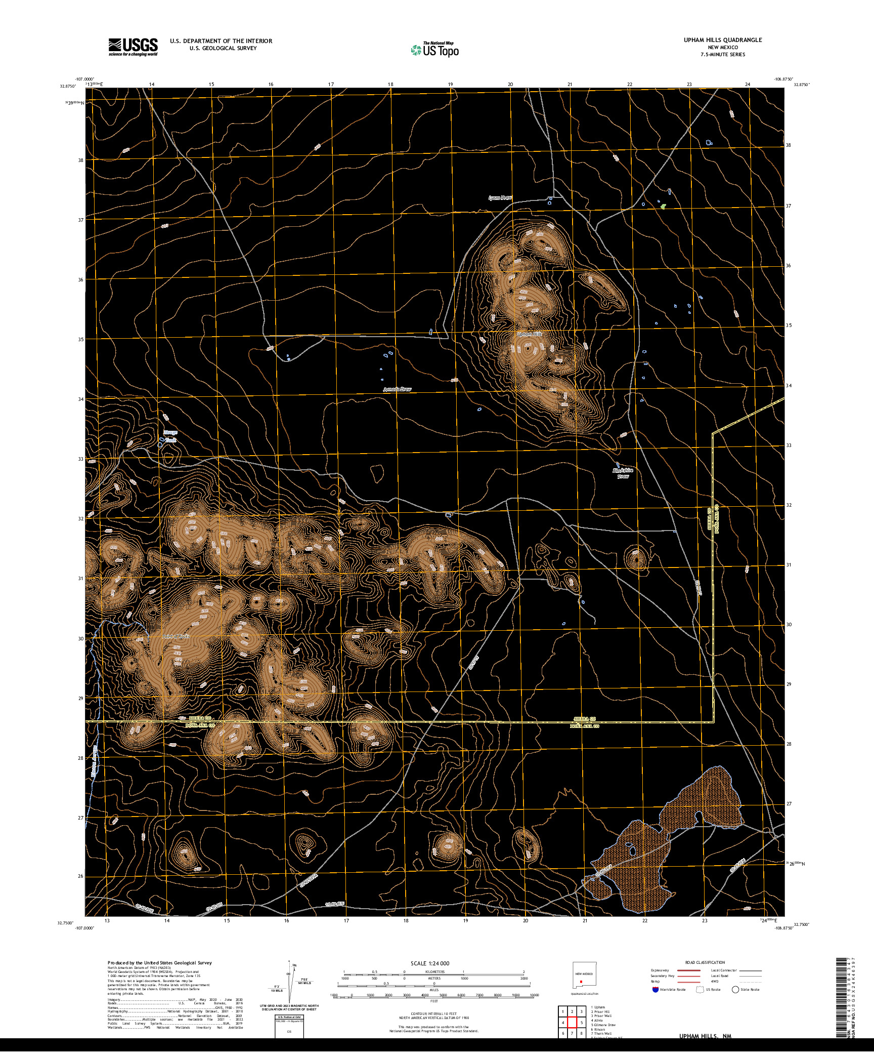 US TOPO 7.5-MINUTE MAP FOR UPHAM HILLS, NM