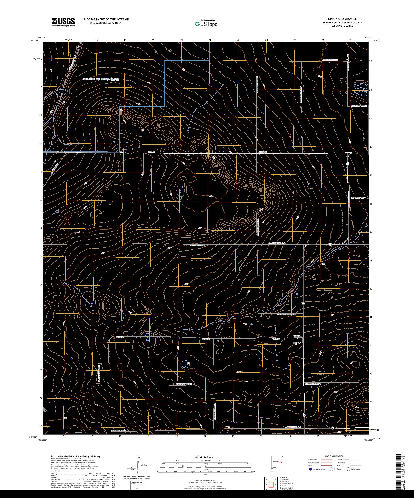 US TOPO 7.5-MINUTE MAP FOR UPTON, NM