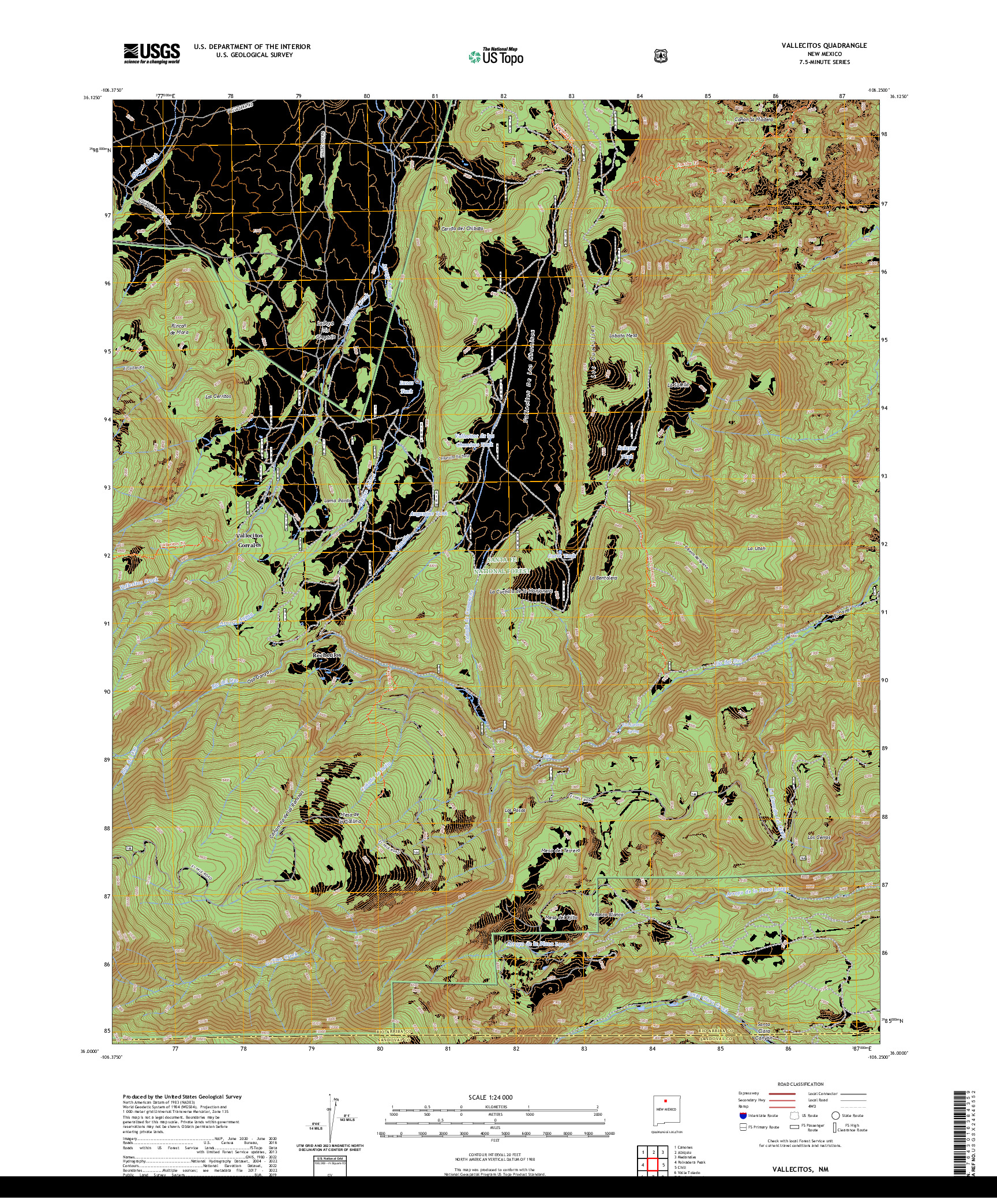 US TOPO 7.5-MINUTE MAP FOR VALLECITOS, NM