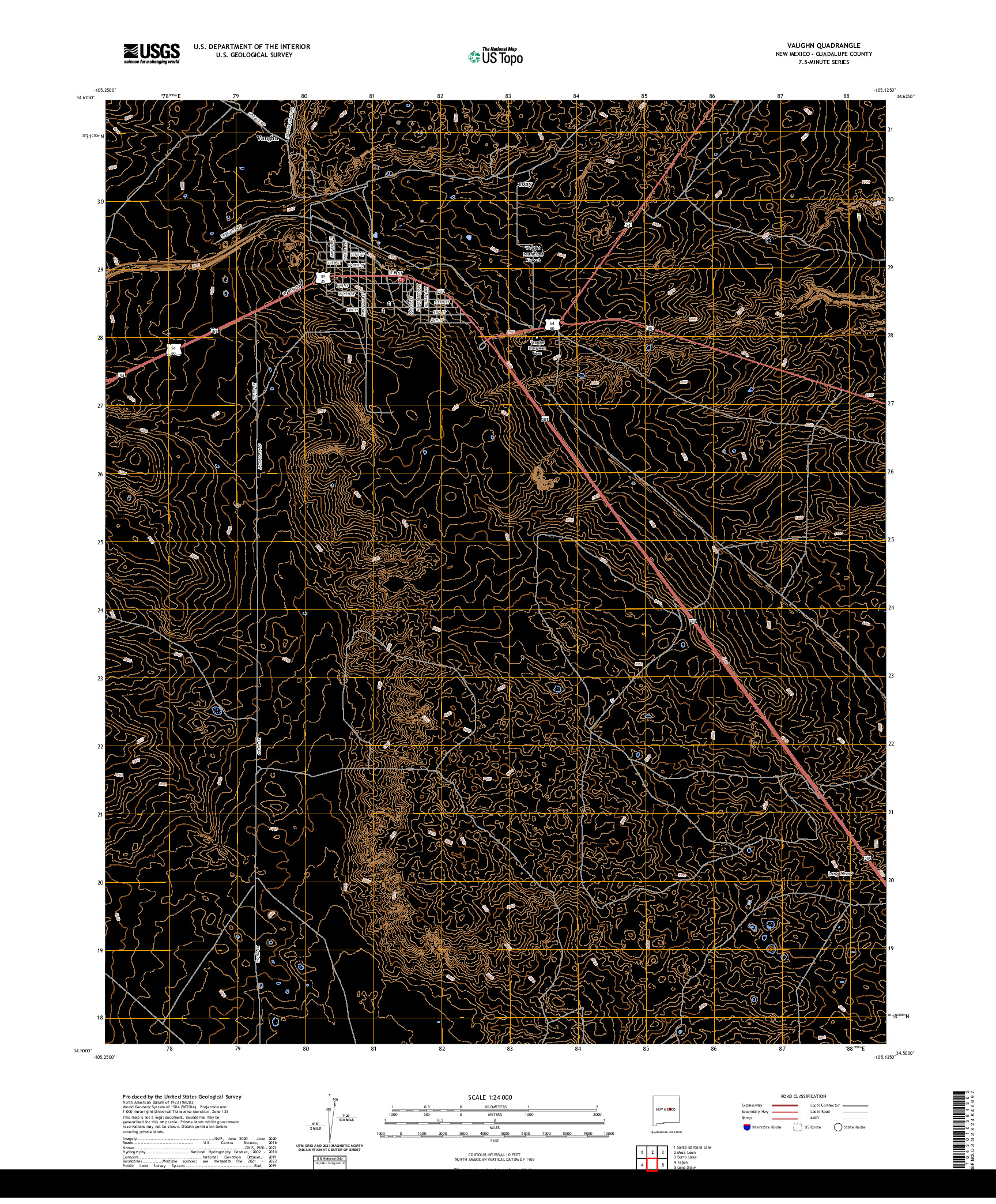 US TOPO 7.5-MINUTE MAP FOR VAUGHN, NM