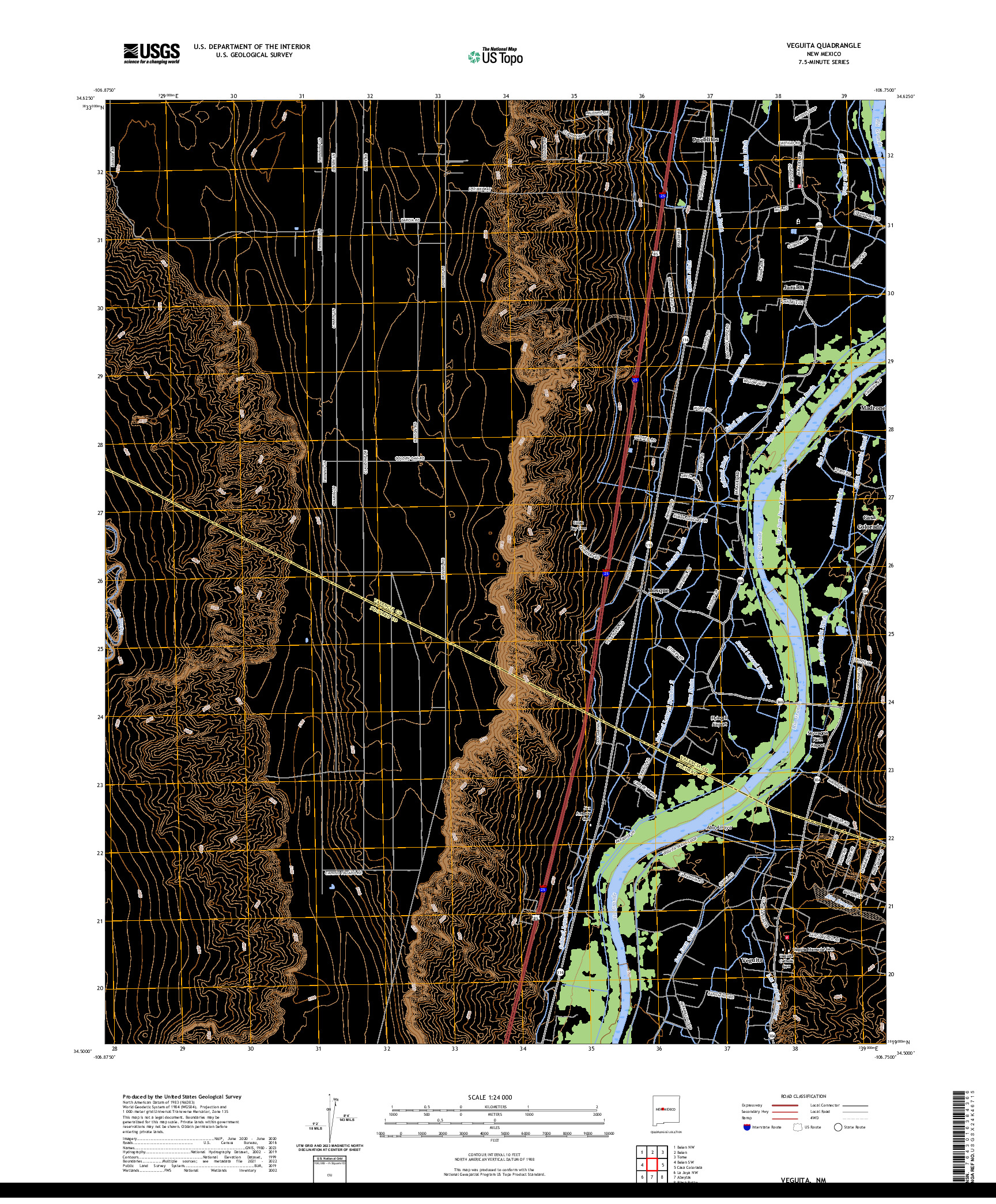 US TOPO 7.5-MINUTE MAP FOR VEGUITA, NM