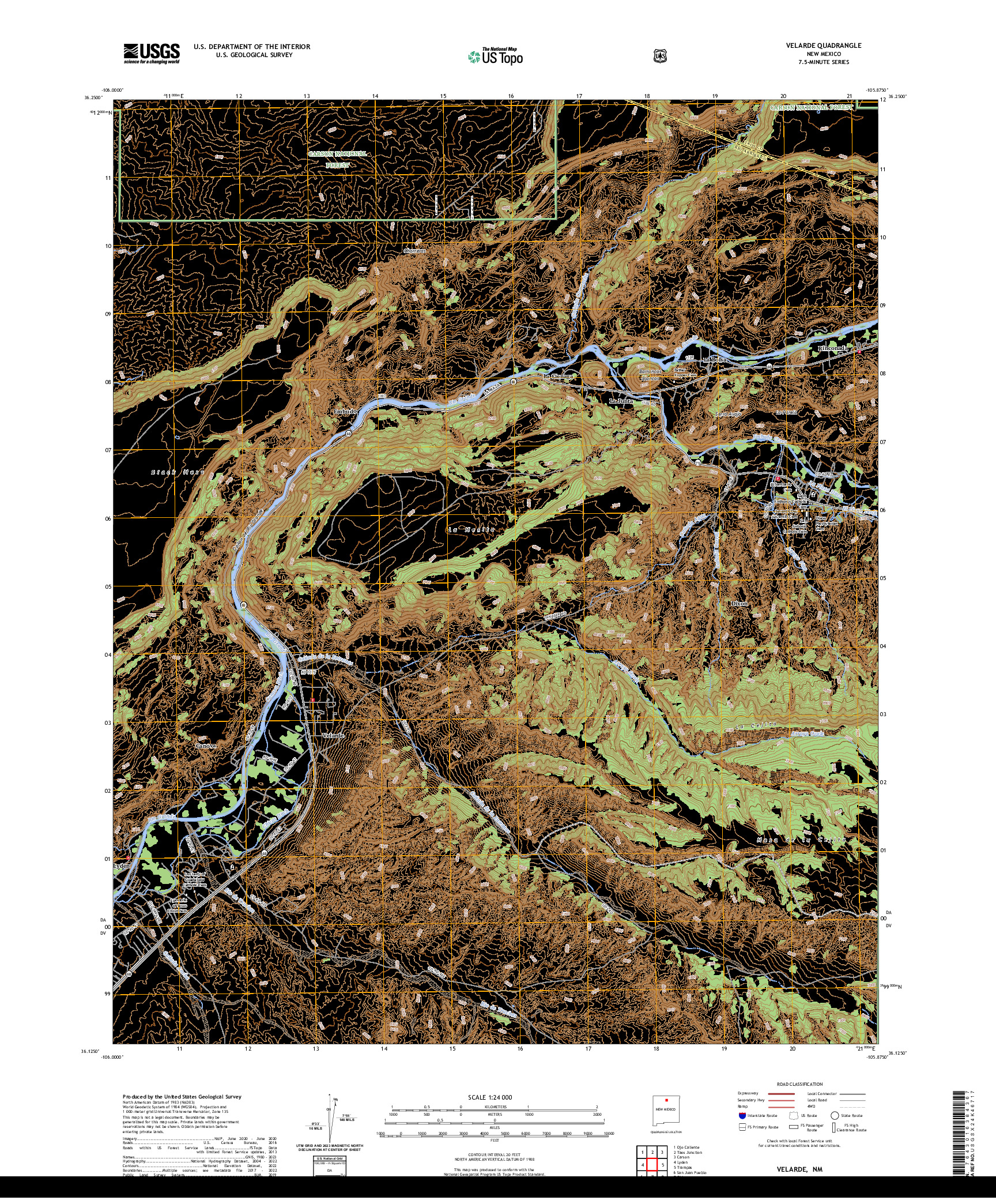 US TOPO 7.5-MINUTE MAP FOR VELARDE, NM