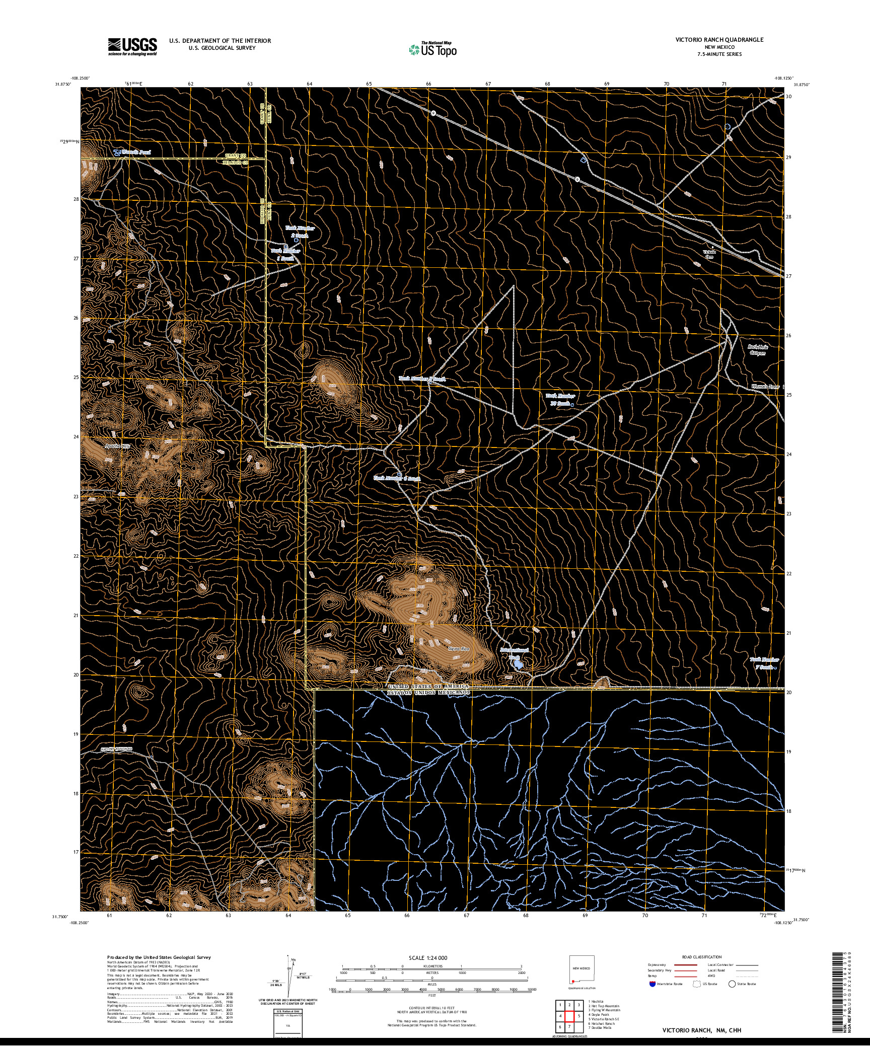 US TOPO 7.5-MINUTE MAP FOR VICTORIO RANCH, NM,CHH