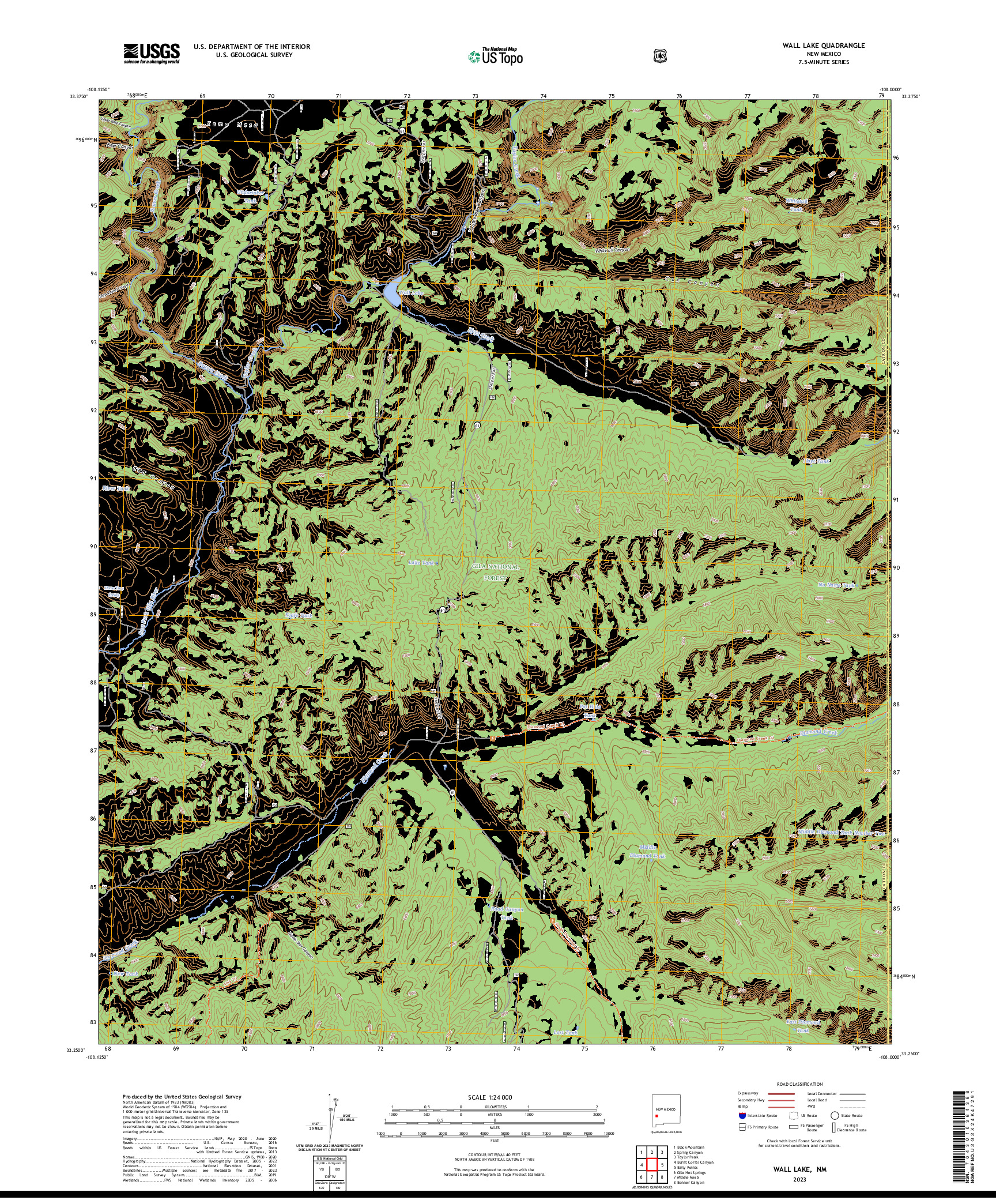 US TOPO 7.5-MINUTE MAP FOR WALL LAKE, NM