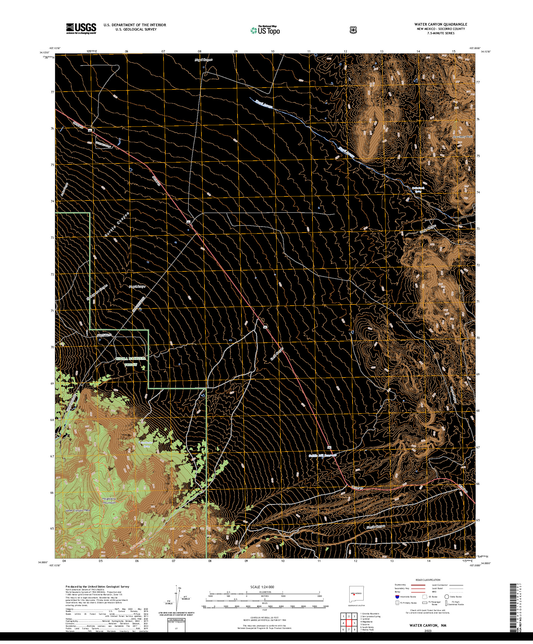 US TOPO 7.5-MINUTE MAP FOR WATER CANYON, NM