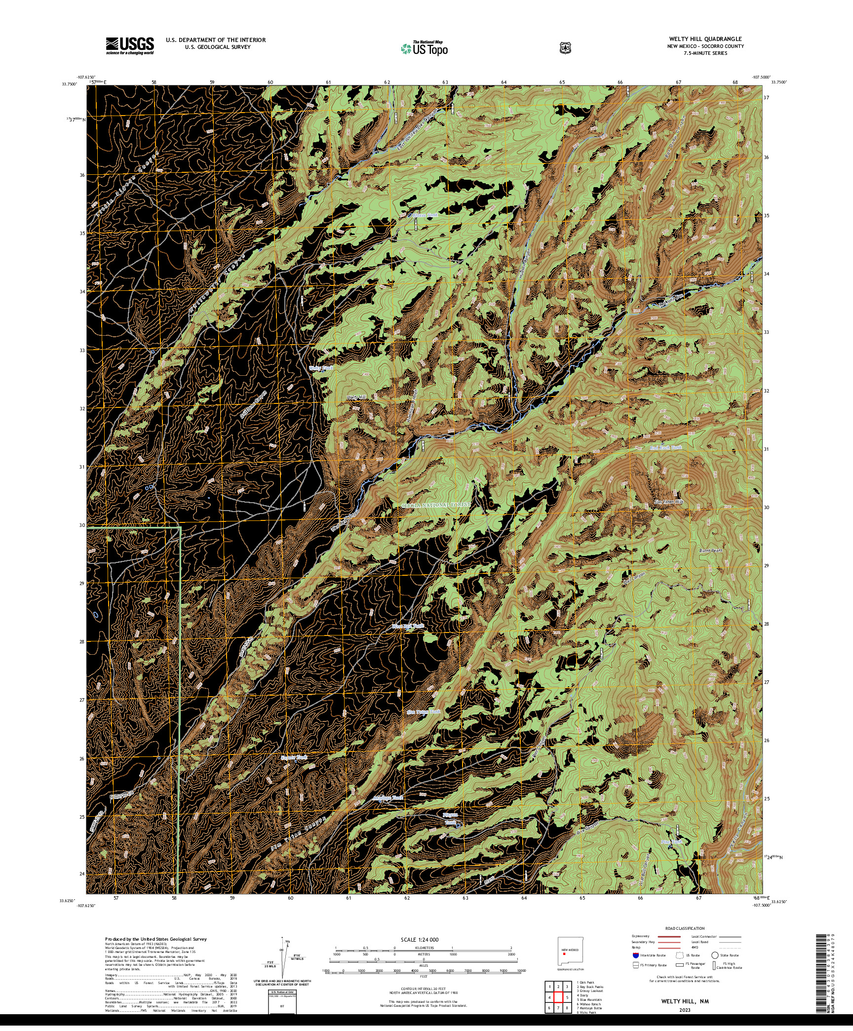 US TOPO 7.5-MINUTE MAP FOR WELTY HILL, NM