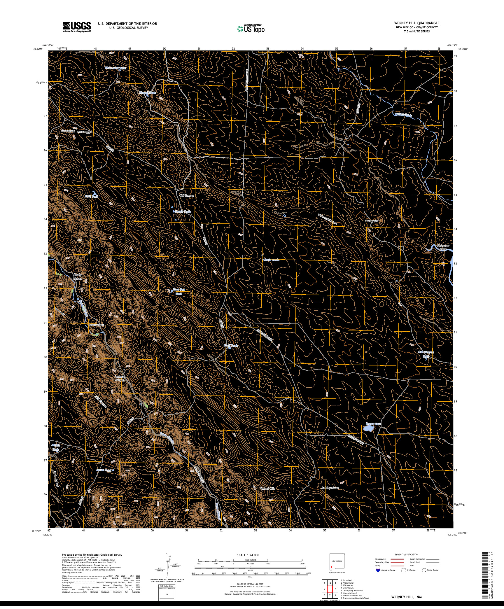 US TOPO 7.5-MINUTE MAP FOR WERNEY HILL, NM