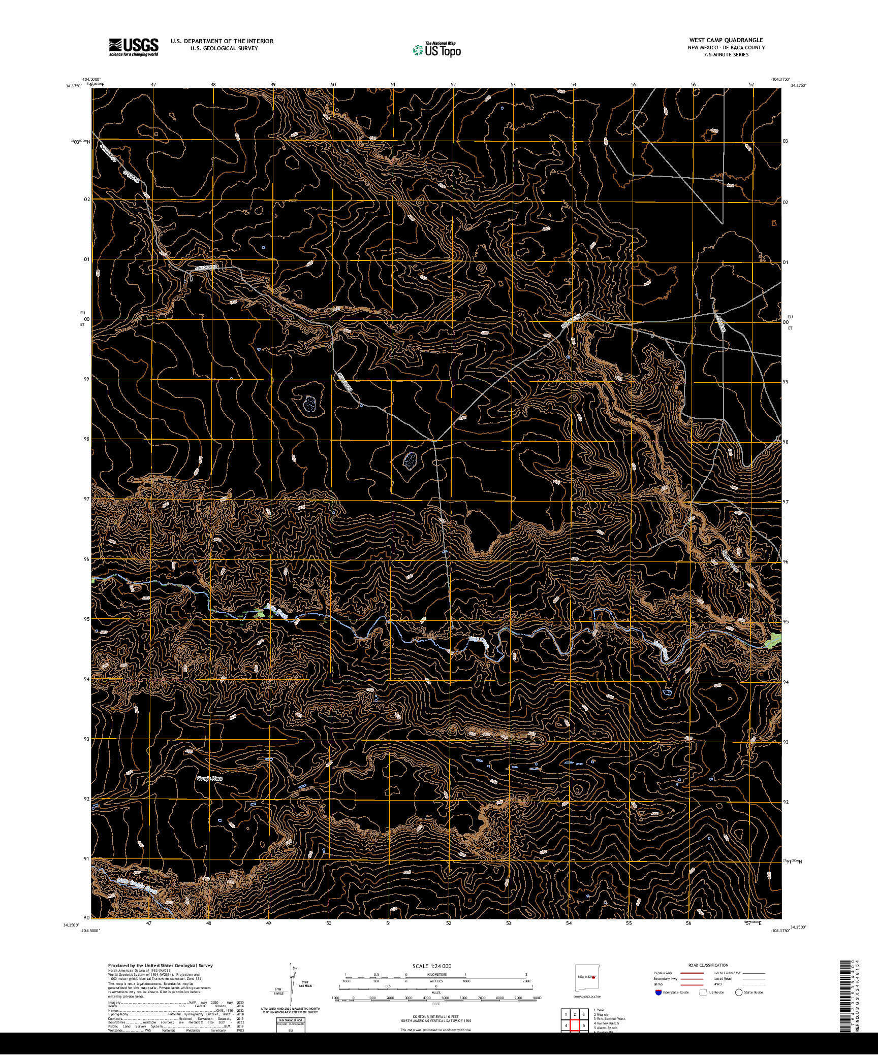 US TOPO 7.5-MINUTE MAP FOR WEST CAMP, NM