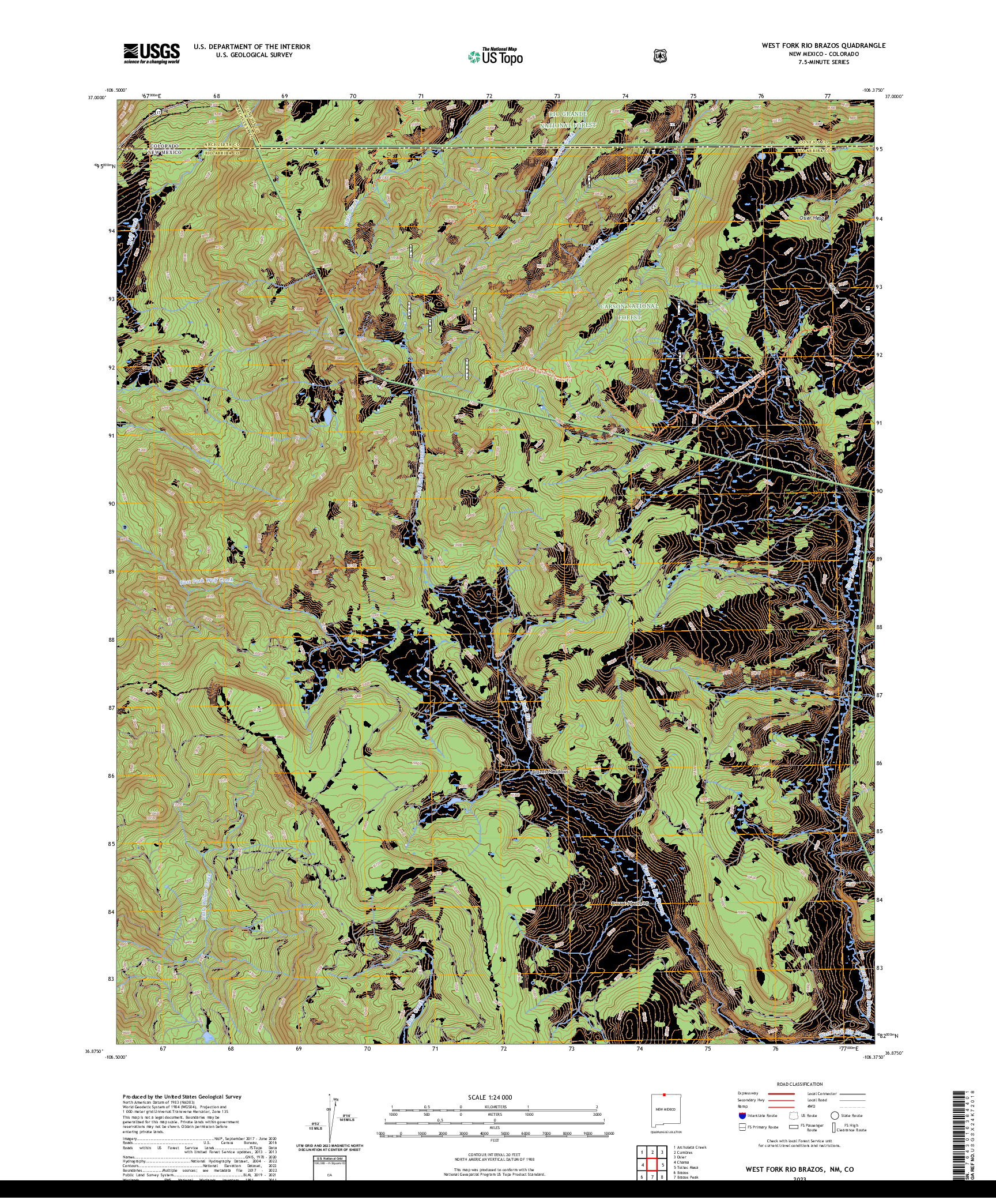 US TOPO 7.5-MINUTE MAP FOR WEST FORK RIO BRAZOS, NM,CO