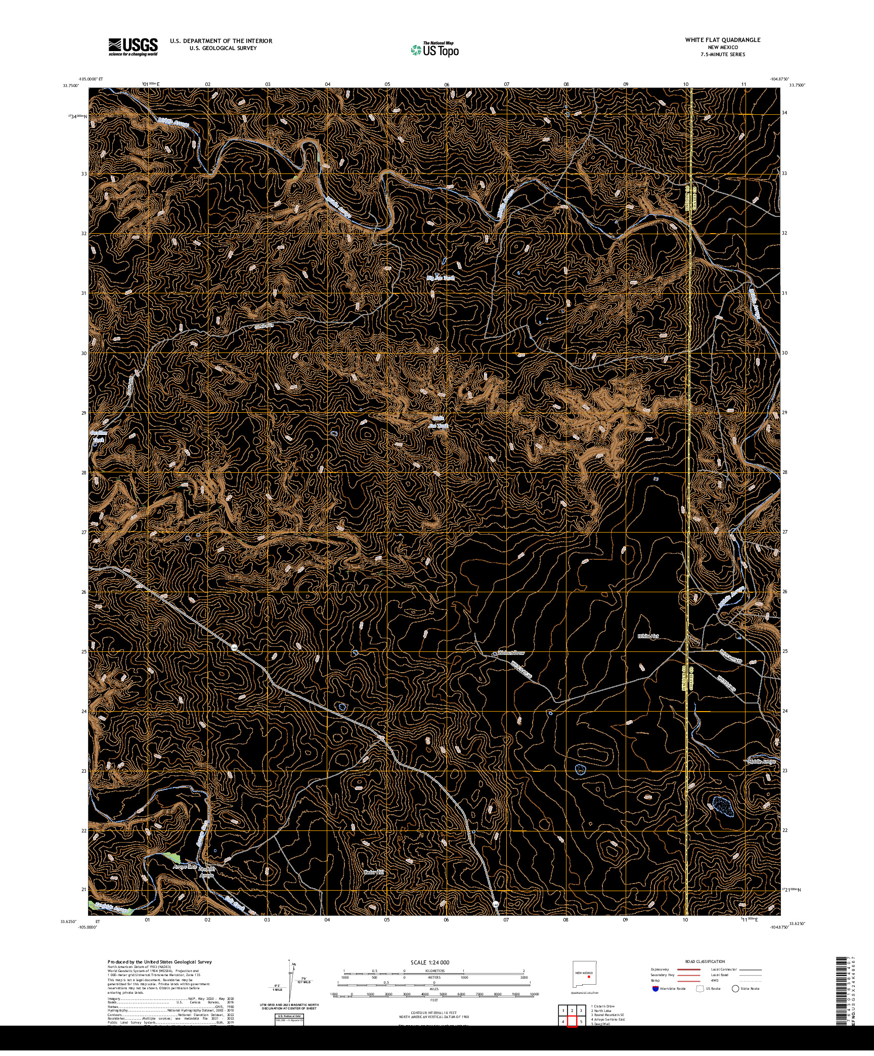 US TOPO 7.5-MINUTE MAP FOR WHITE FLAT, NM