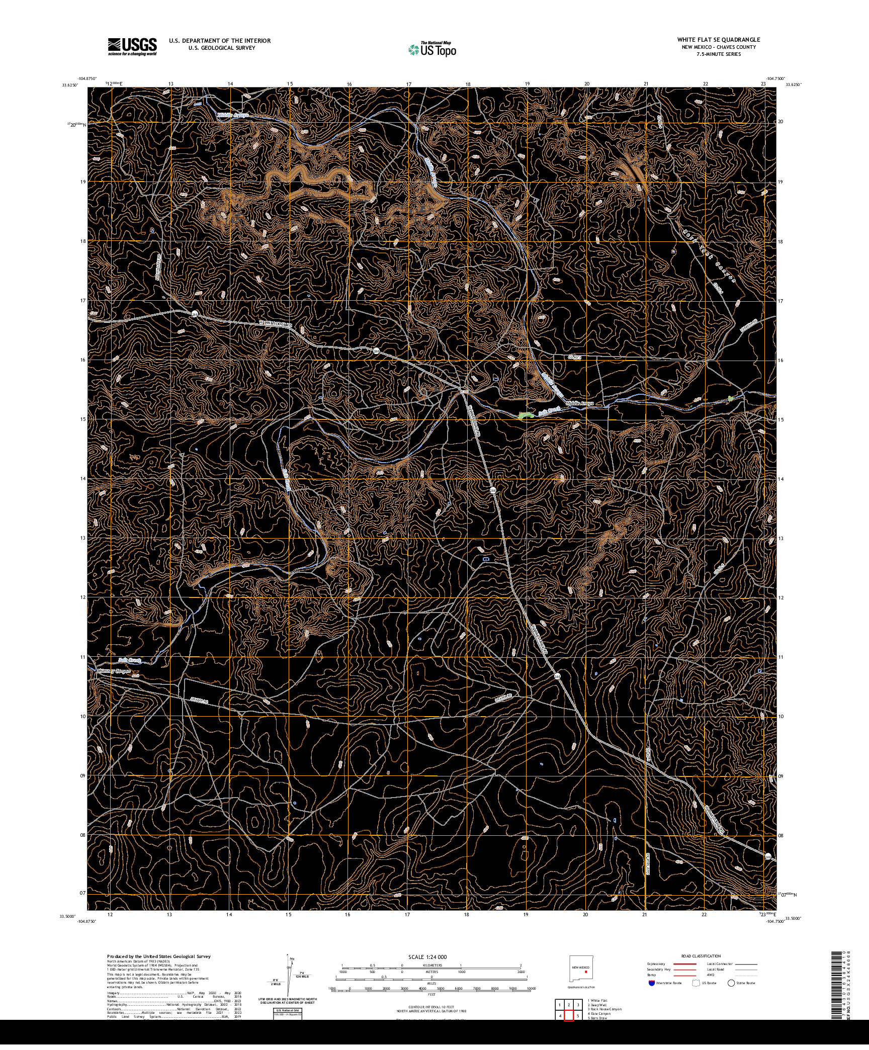 US TOPO 7.5-MINUTE MAP FOR WHITE FLAT SE, NM