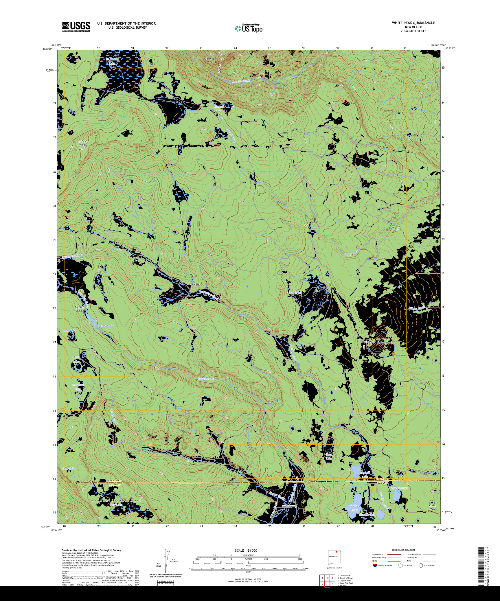 US TOPO 7.5-MINUTE MAP FOR WHITE PEAK, NM