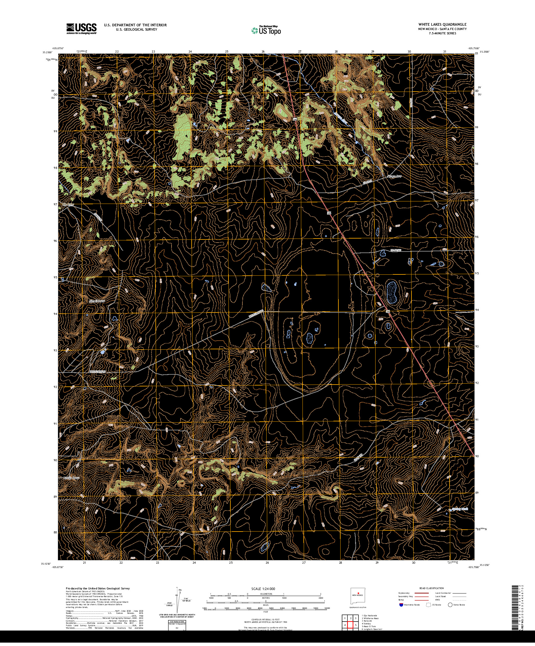 US TOPO 7.5-MINUTE MAP FOR WHITE LAKES, NM