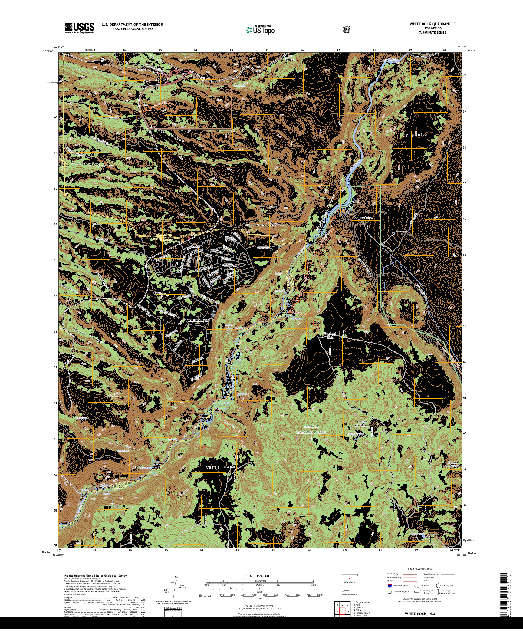 US TOPO 7.5-MINUTE MAP FOR WHITE ROCK, NM