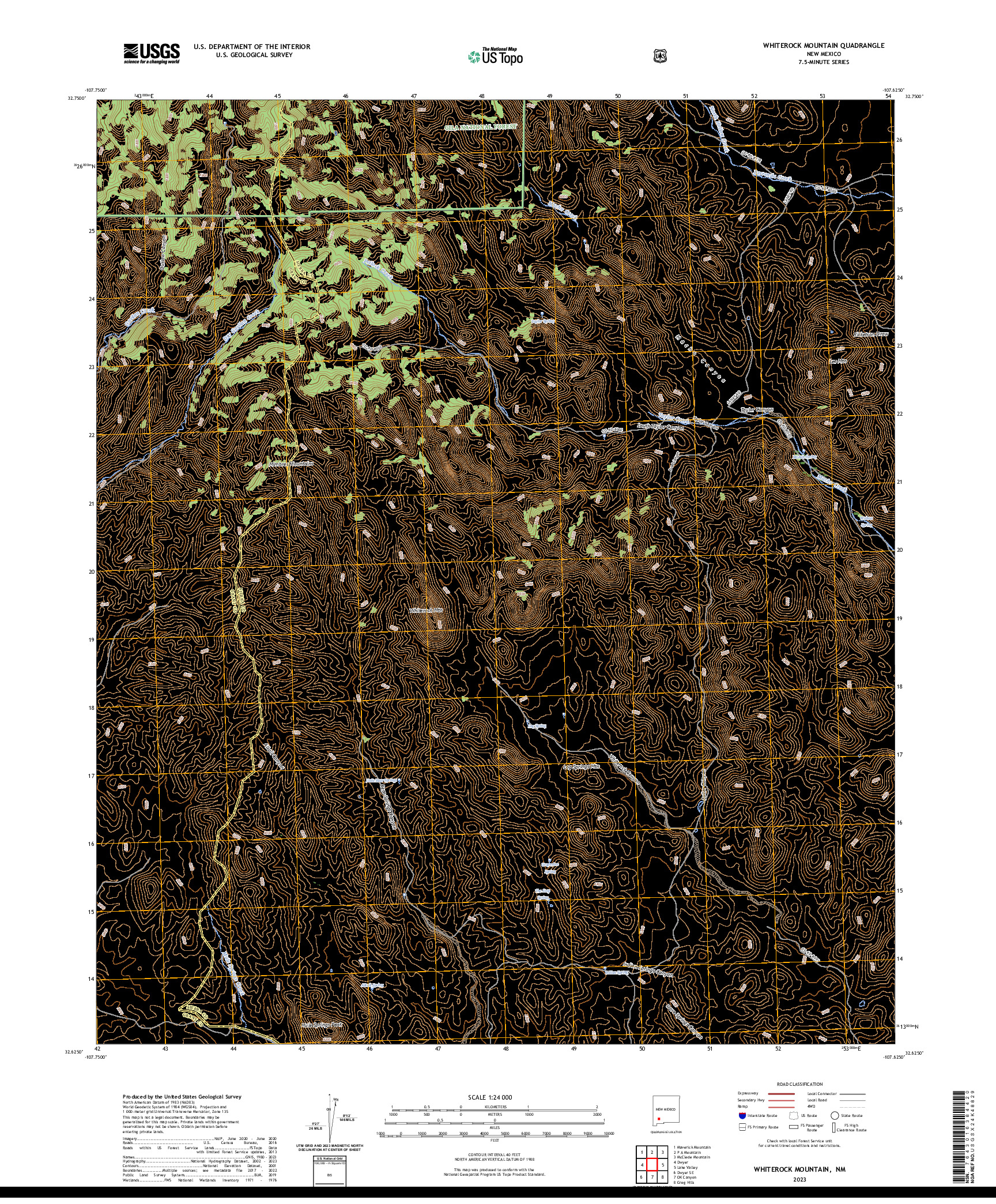 US TOPO 7.5-MINUTE MAP FOR WHITEROCK MOUNTAIN, NM