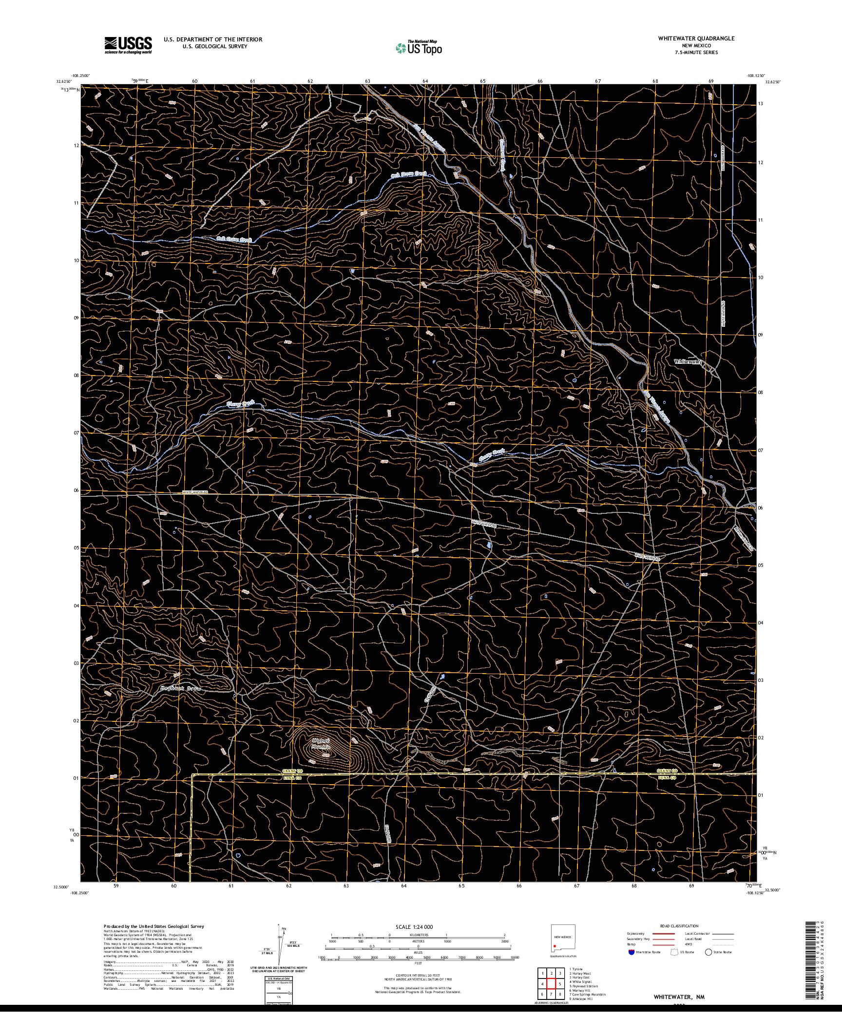 US TOPO 7.5-MINUTE MAP FOR WHITEWATER, NM