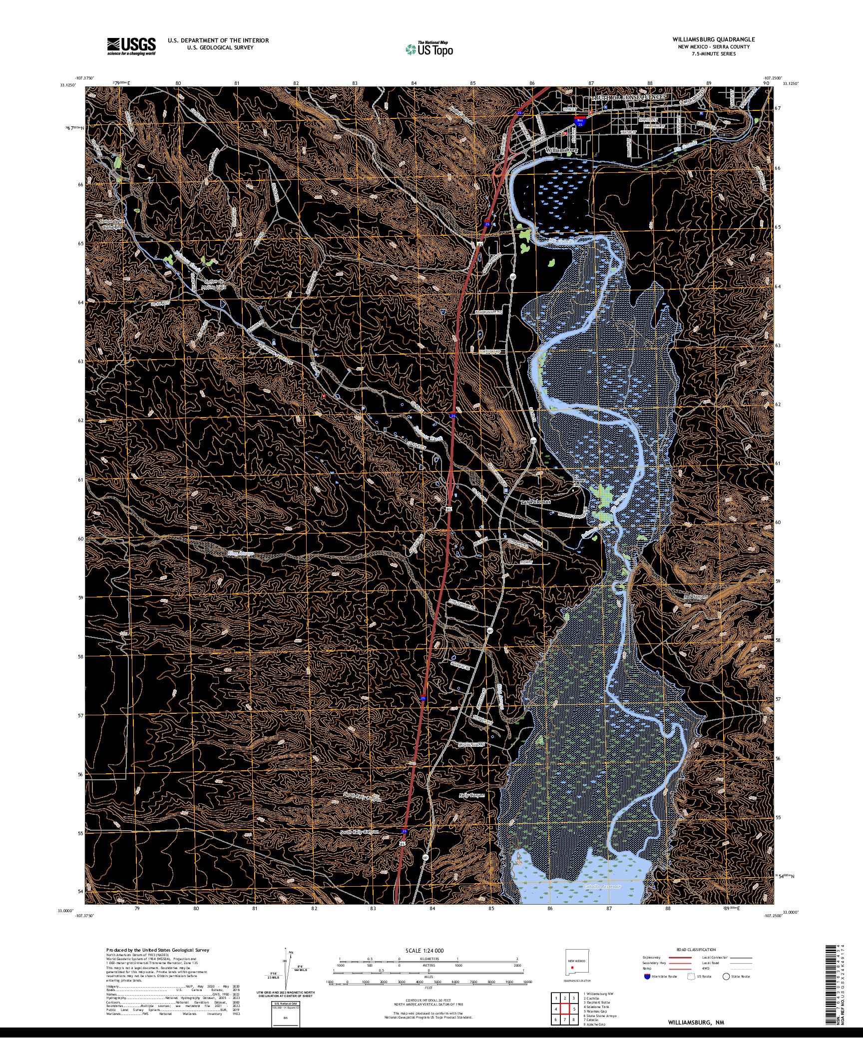 US TOPO 7.5-MINUTE MAP FOR WILLIAMSBURG, NM