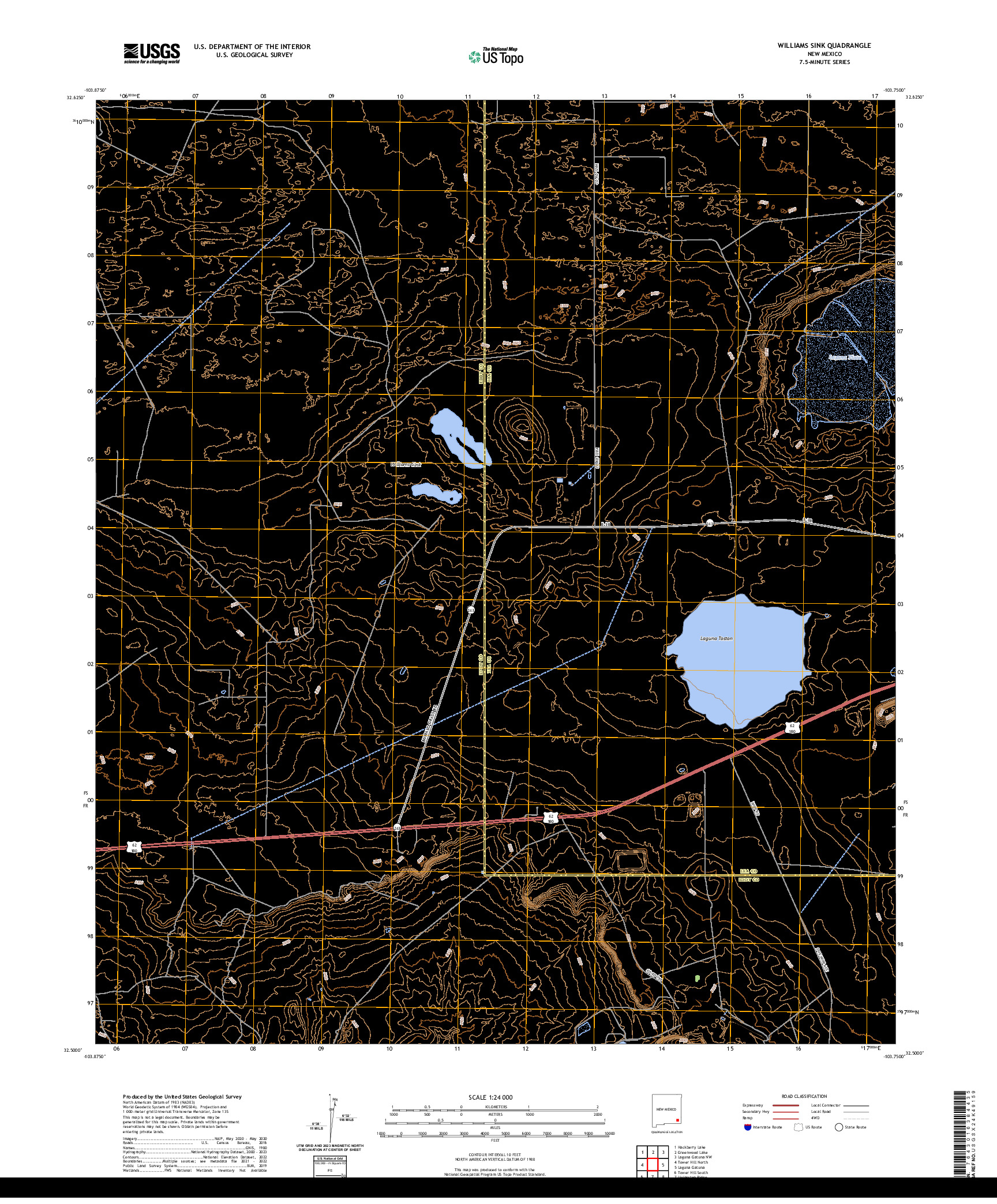 US TOPO 7.5-MINUTE MAP FOR WILLIAMS SINK, NM