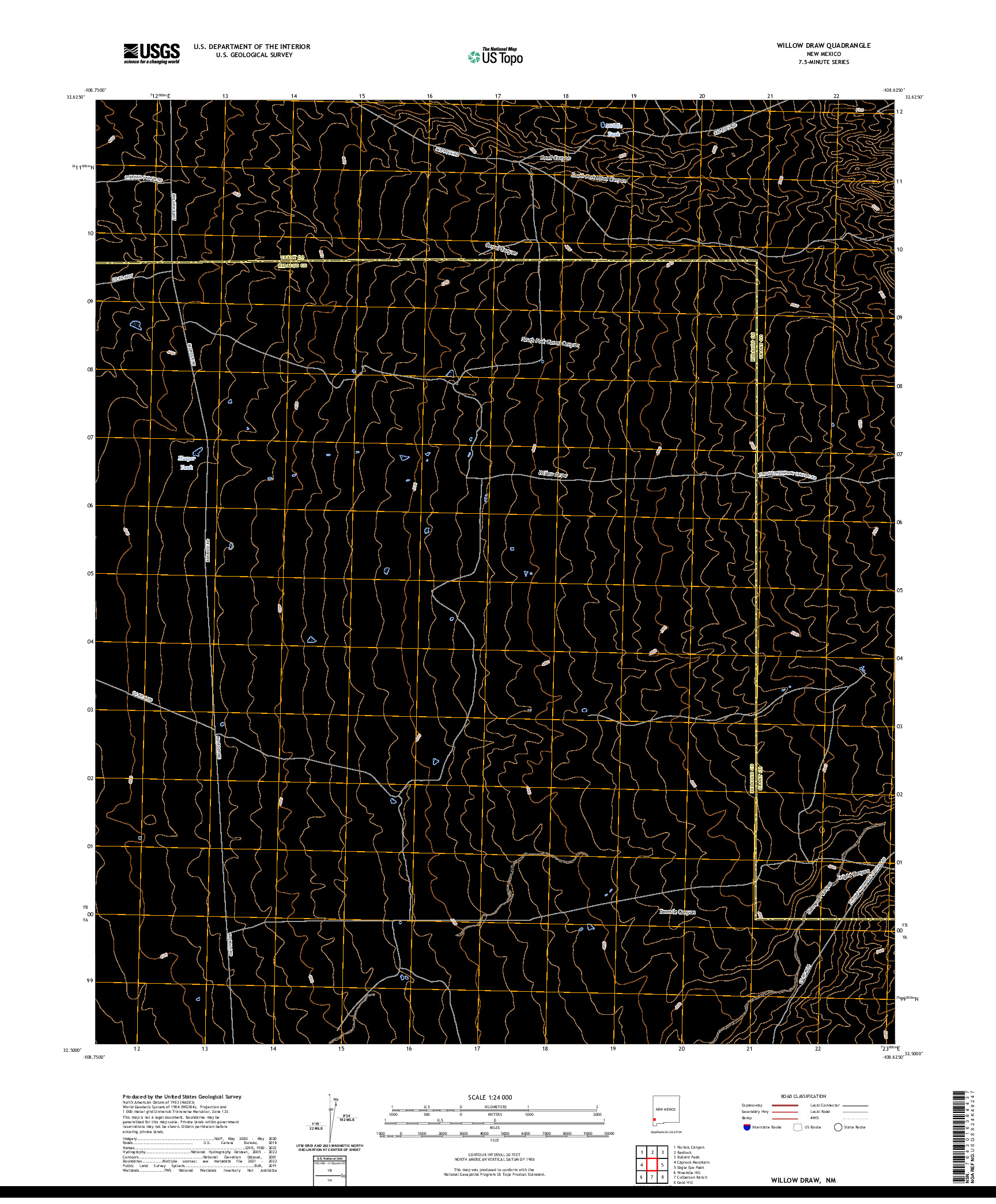 US TOPO 7.5-MINUTE MAP FOR WILLOW DRAW, NM