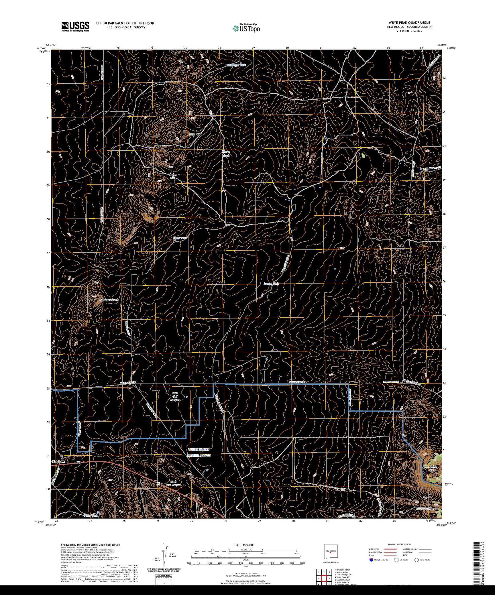 US TOPO 7.5-MINUTE MAP FOR WRYE PEAK, NM