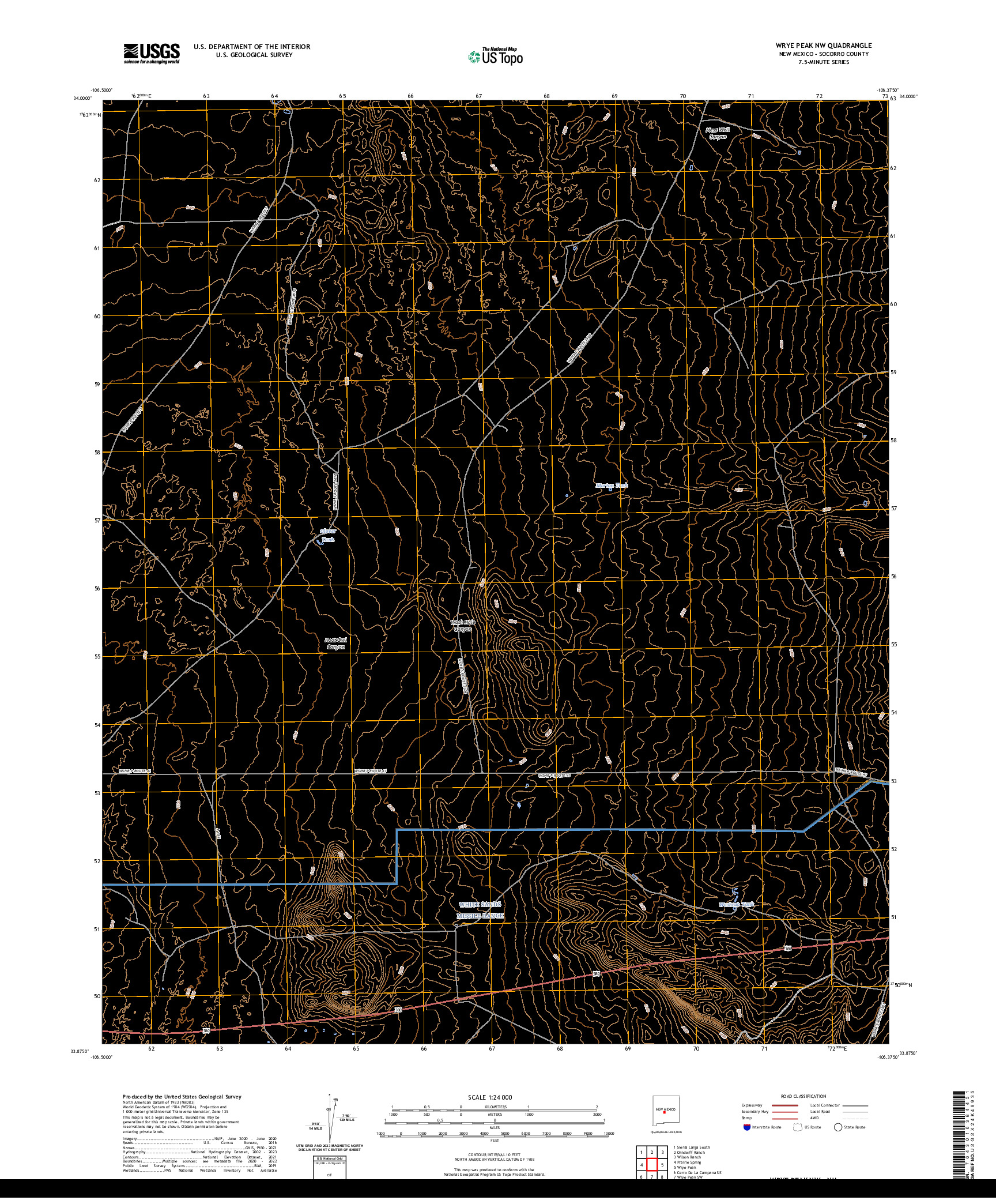 US TOPO 7.5-MINUTE MAP FOR WRYE PEAK NW, NM