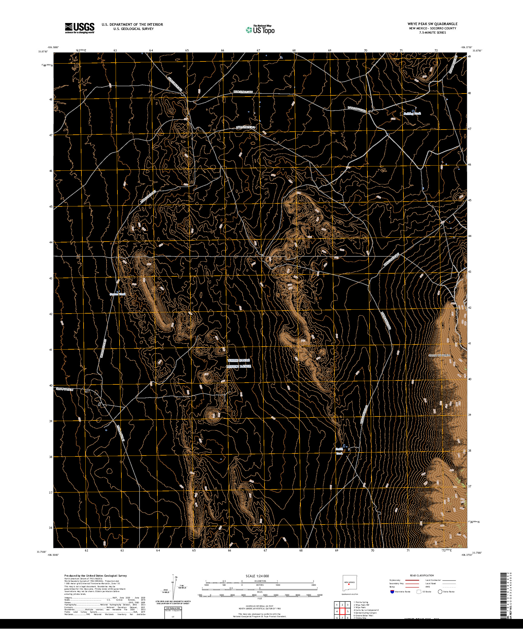 US TOPO 7.5-MINUTE MAP FOR WRYE PEAK SW, NM