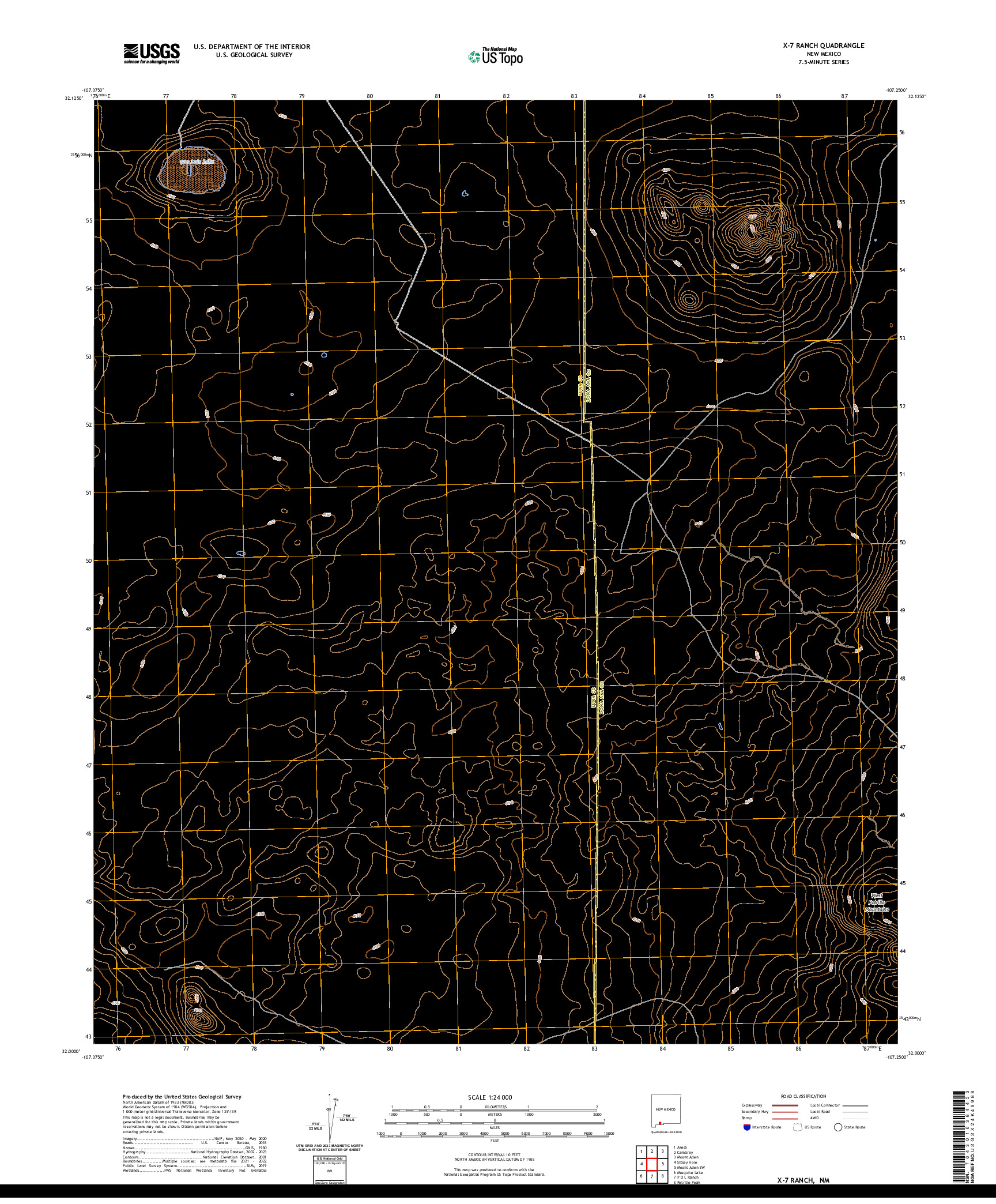 US TOPO 7.5-MINUTE MAP FOR X-7 RANCH, NM