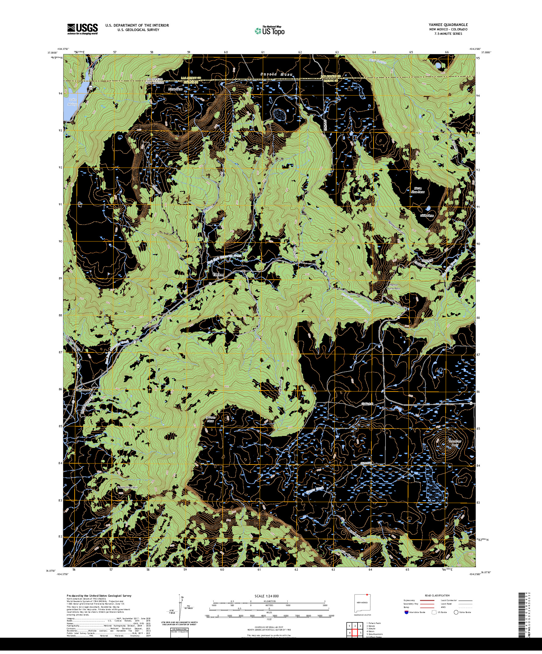 US TOPO 7.5-MINUTE MAP FOR YANKEE, NM,CO