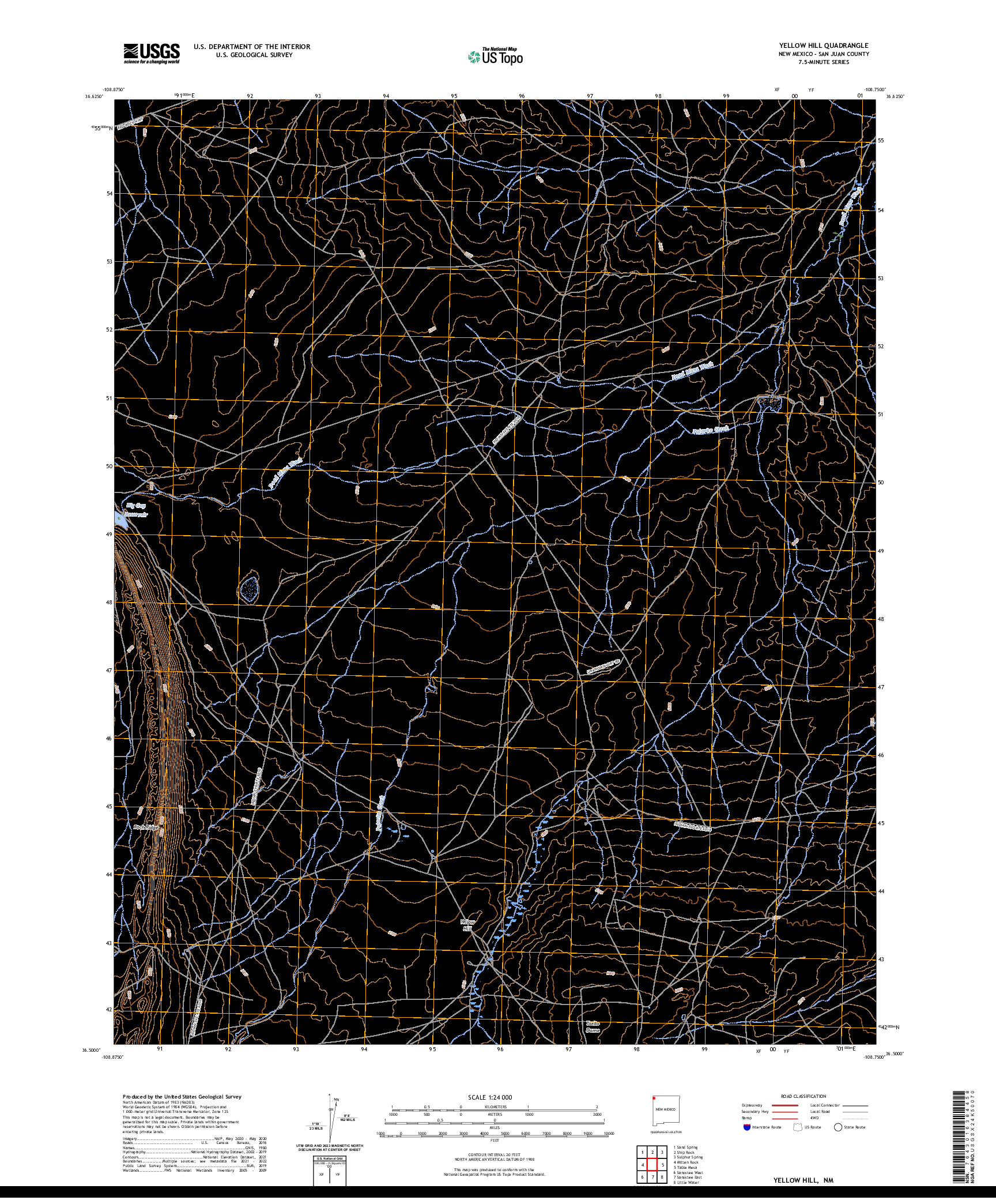 US TOPO 7.5-MINUTE MAP FOR YELLOW HILL, NM