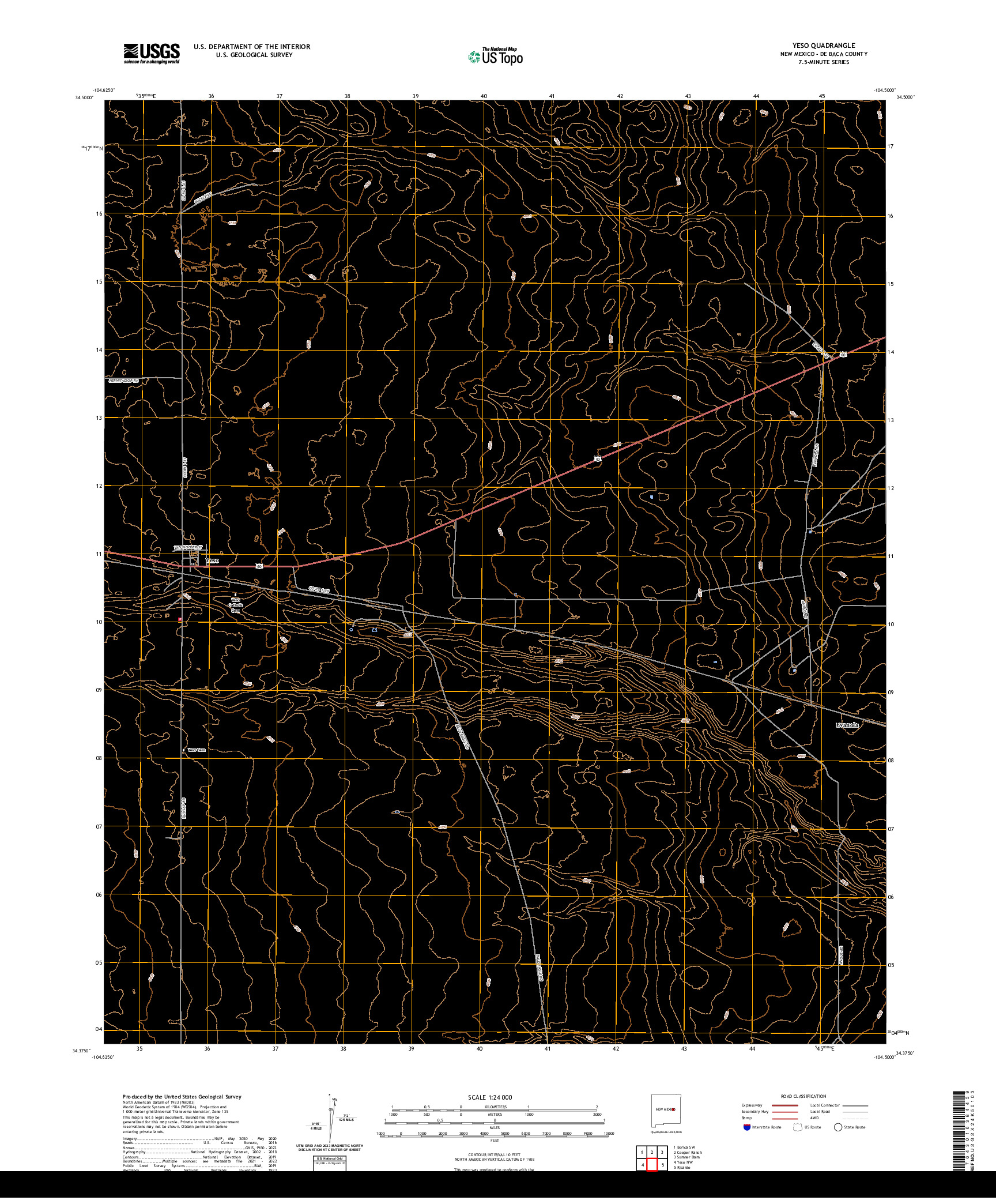 US TOPO 7.5-MINUTE MAP FOR YESO, NM