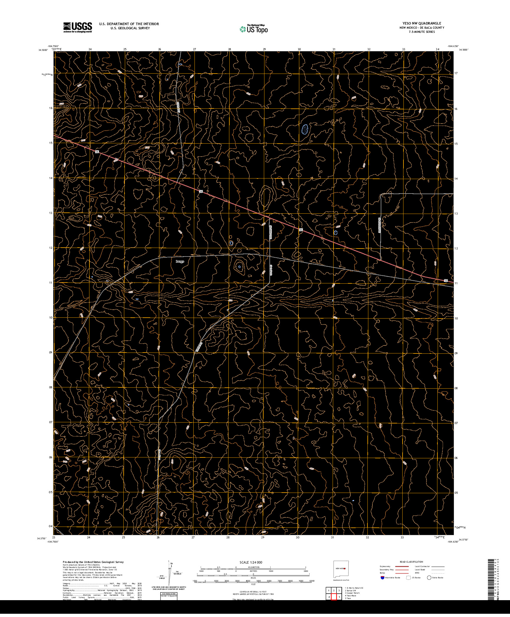 US TOPO 7.5-MINUTE MAP FOR YESO NW, NM