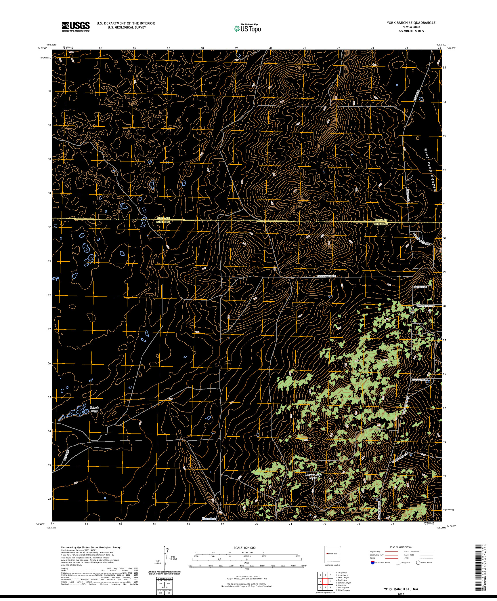 US TOPO 7.5-MINUTE MAP FOR YORK RANCH SE, NM