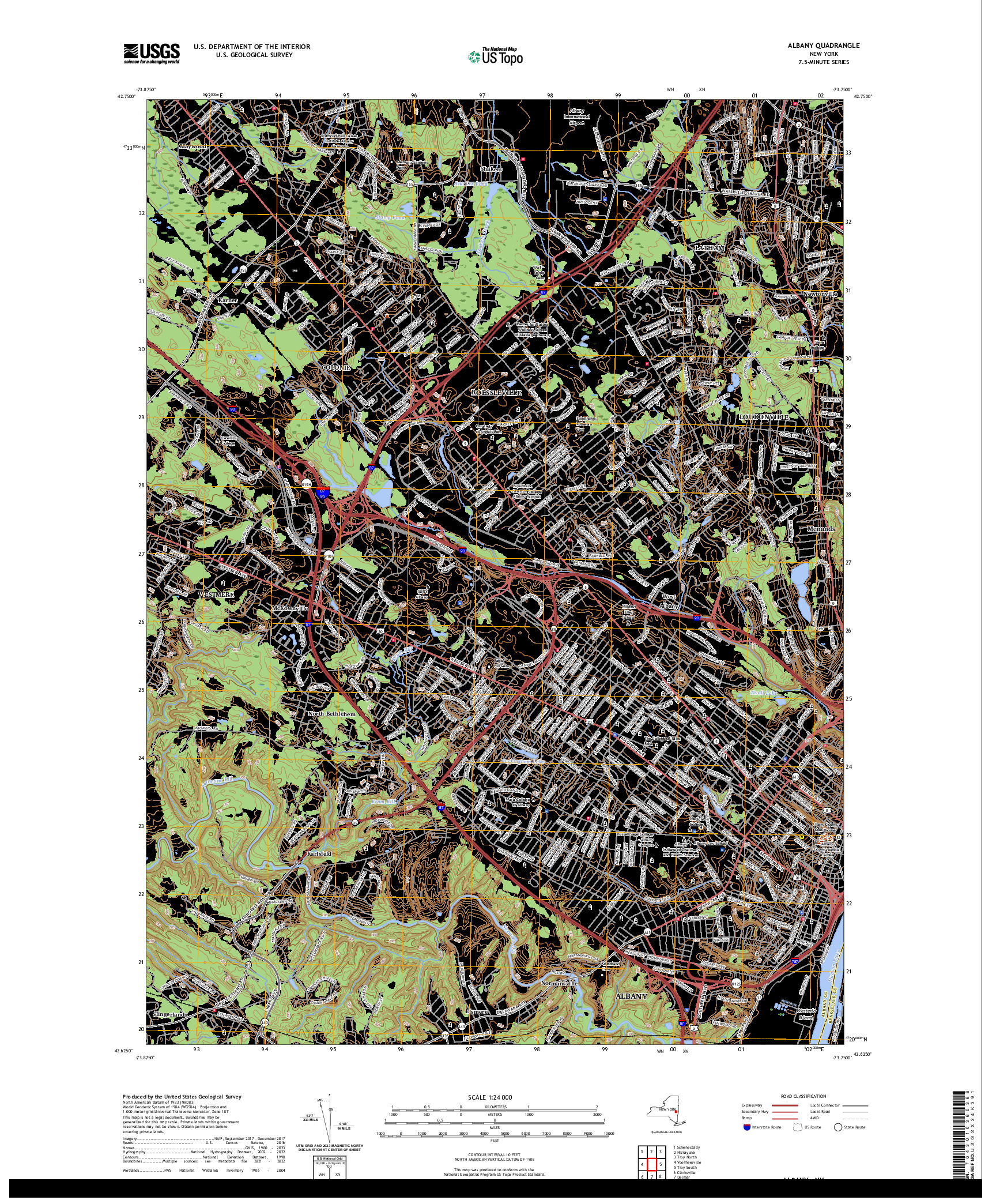 US TOPO 7.5-MINUTE MAP FOR ALBANY, NY