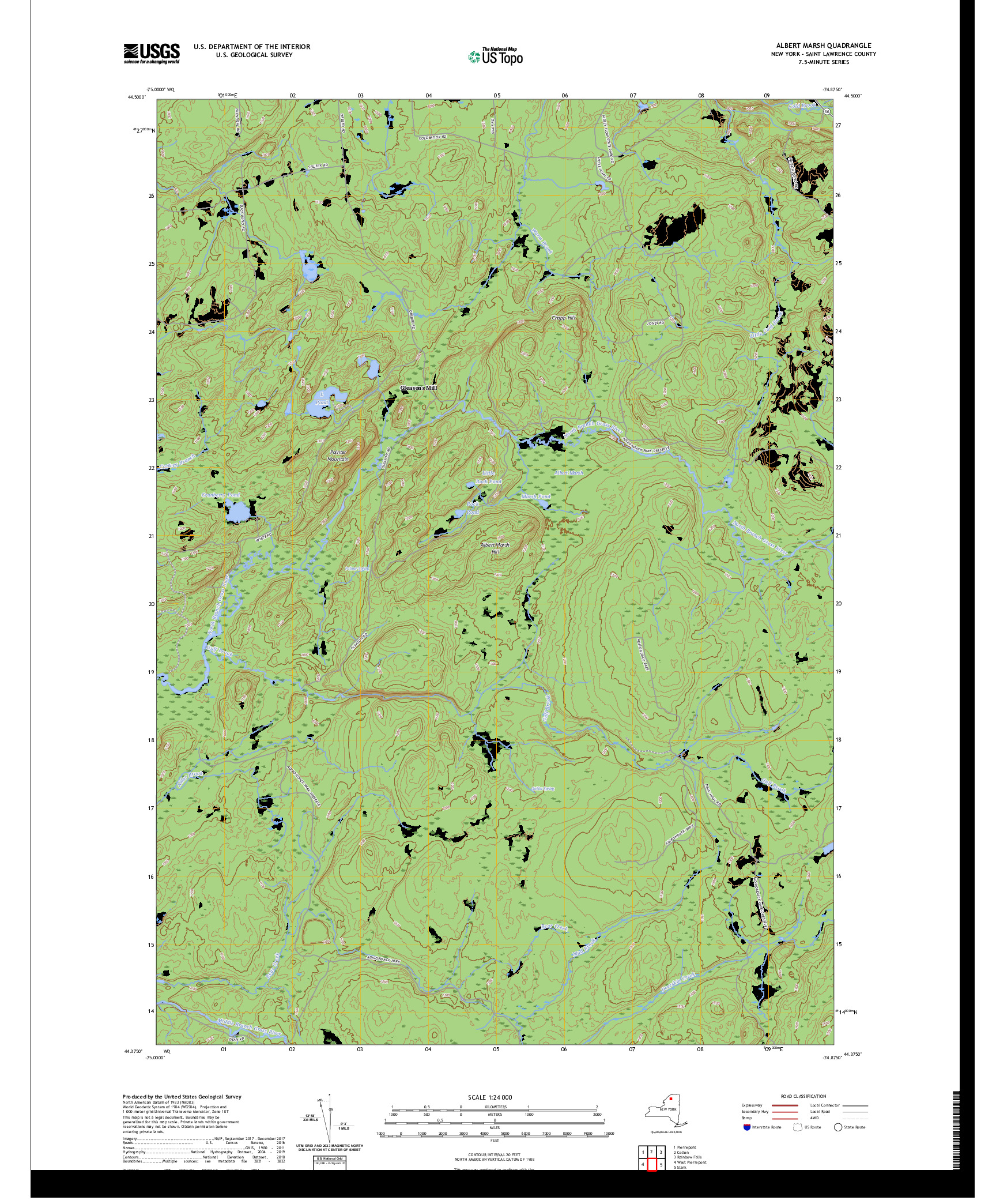 US TOPO 7.5-MINUTE MAP FOR ALBERT MARSH, NY