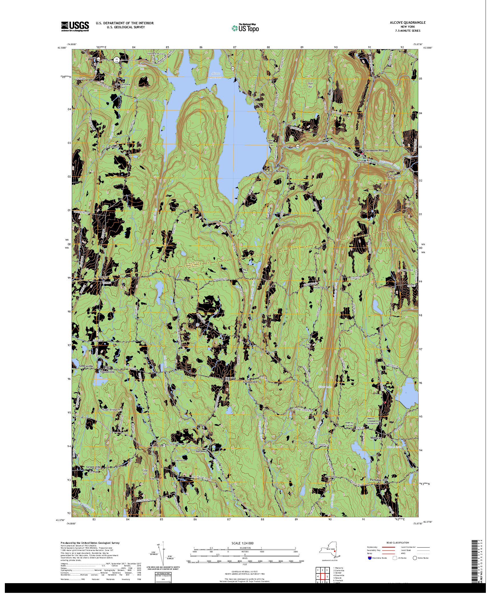 US TOPO 7.5-MINUTE MAP FOR ALCOVE, NY